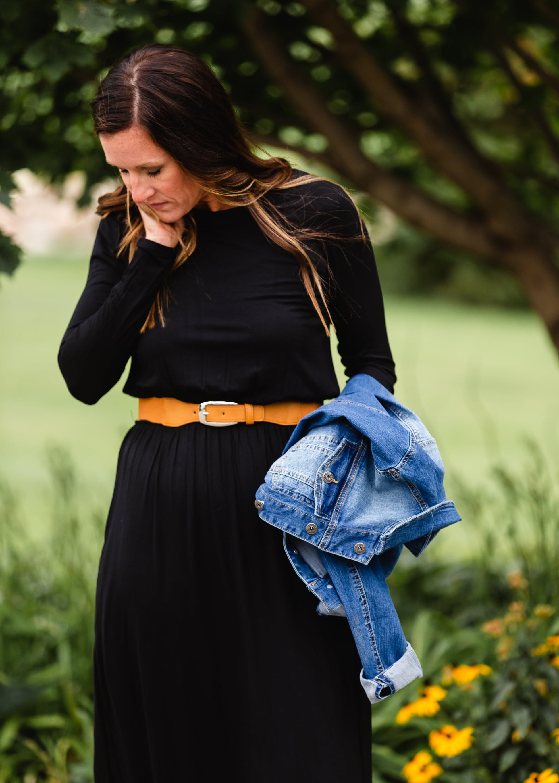 Long Sleeve Black Empire Maxi Dress Dresses