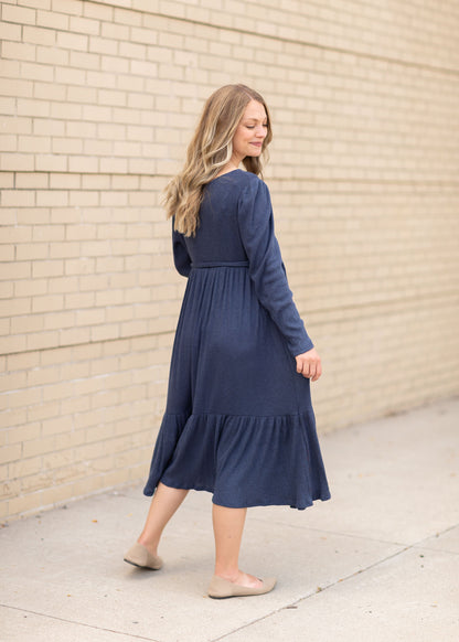 Long Sleeve Tiered Midi Dress Dresses