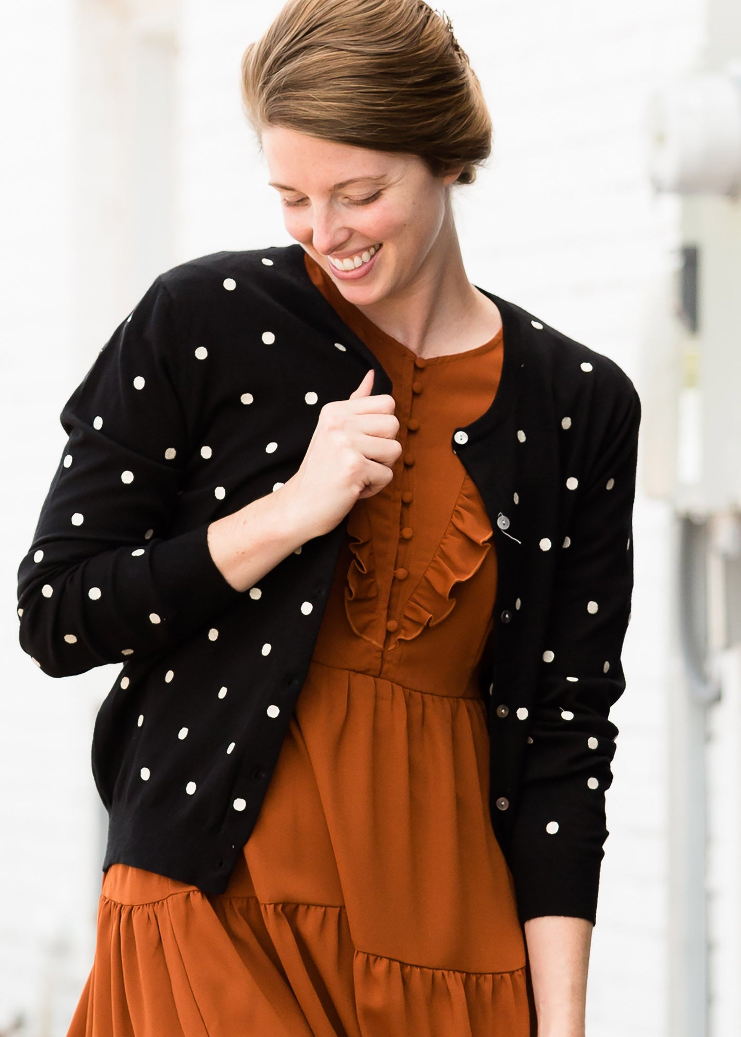 Luxe Crew Neck Polka Dot Sweater - FINAL SALE Tops