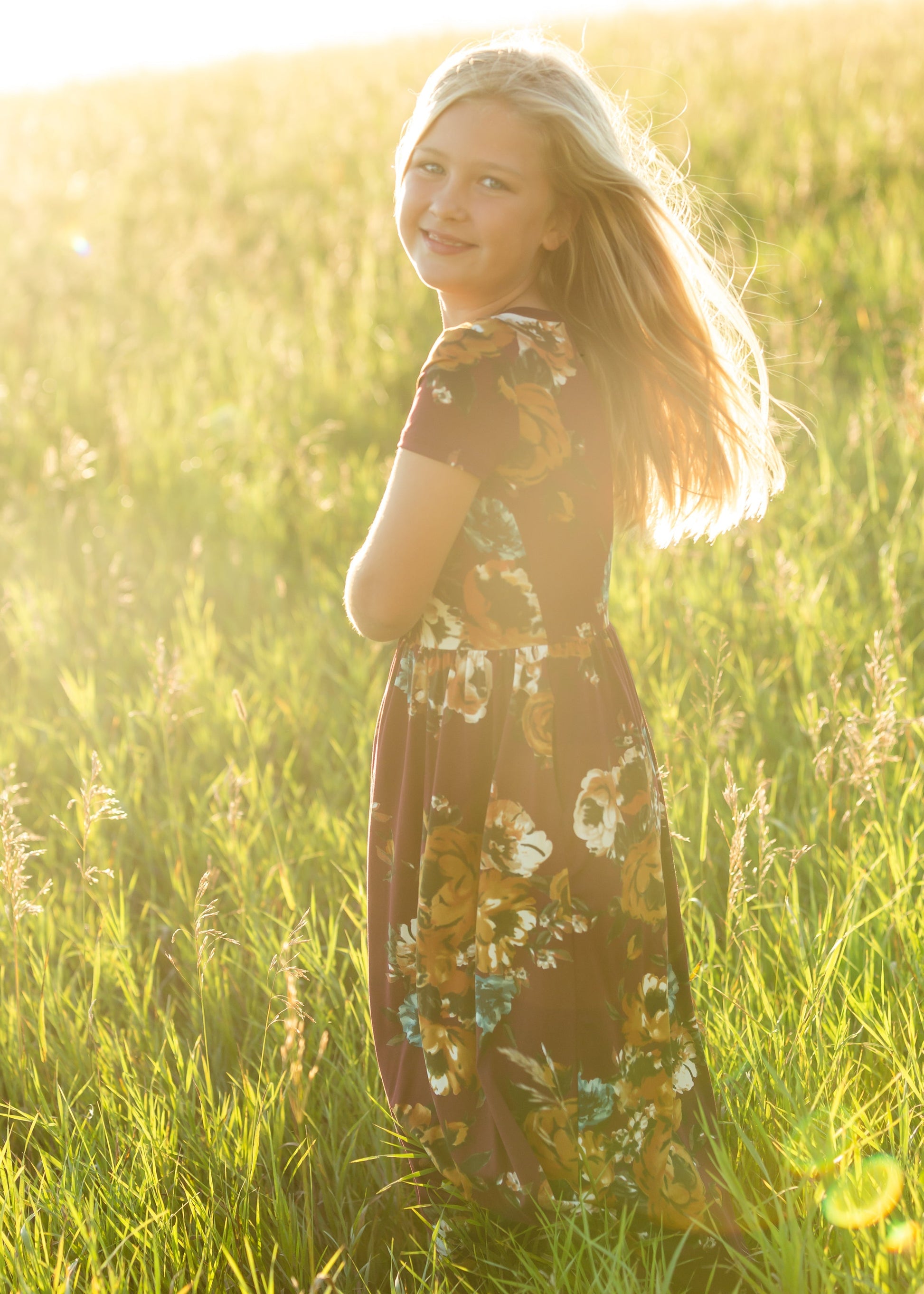 Maroon Floral Fit and Flare Maxi Dress Dresses