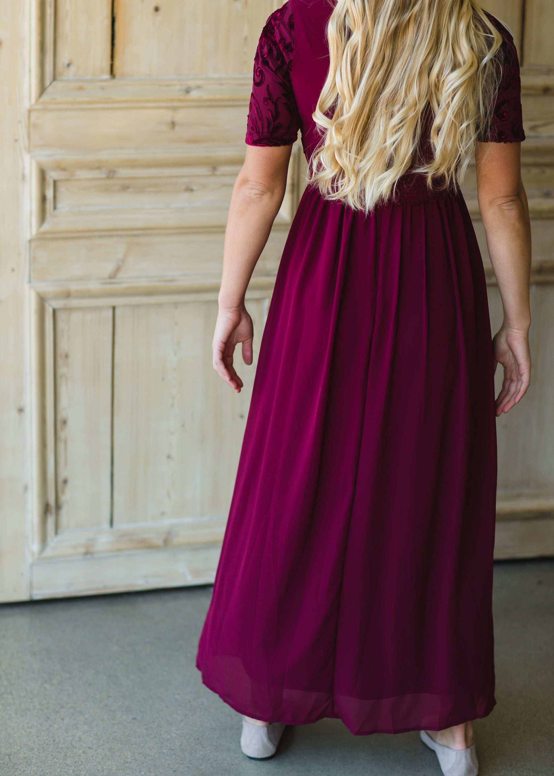 Maroon Velvet Lace Maxi Dress - FINAL SALE Dresses