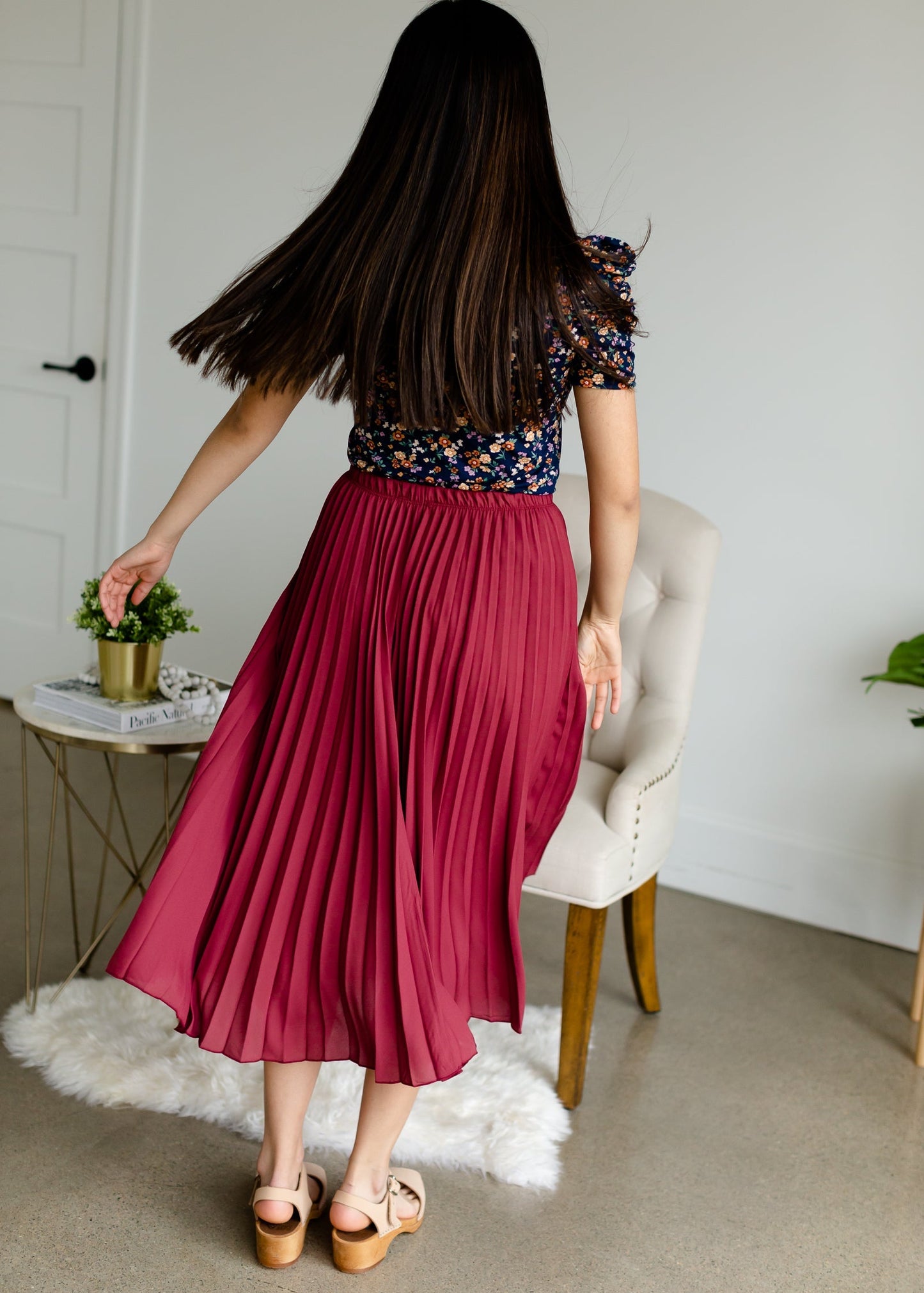 Marsala Pleated Midi Skirt - FINAL SALE Skirts