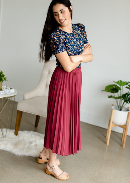 Marsala Pleated Midi Skirt - FINAL SALE Skirts