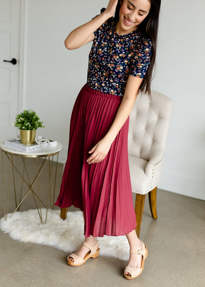 Marsala Pleated Midi Skirt - FINAL SALE Skirts