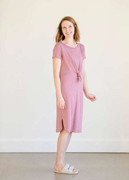 Mauve Front Knot Midi Dress - FINAL SALE Dresses