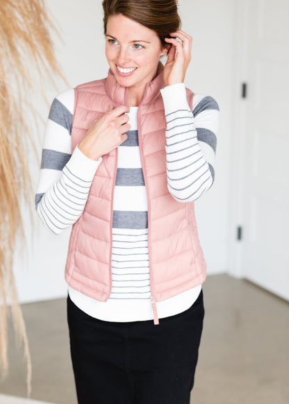 Mauve Packable Puffer Vest Shirt