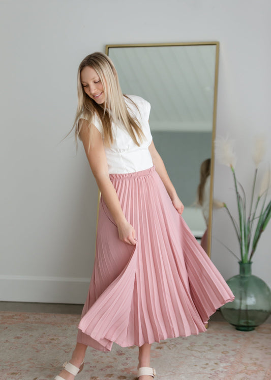 Mauve Pleated Midi Skirt Skirts Les Amis