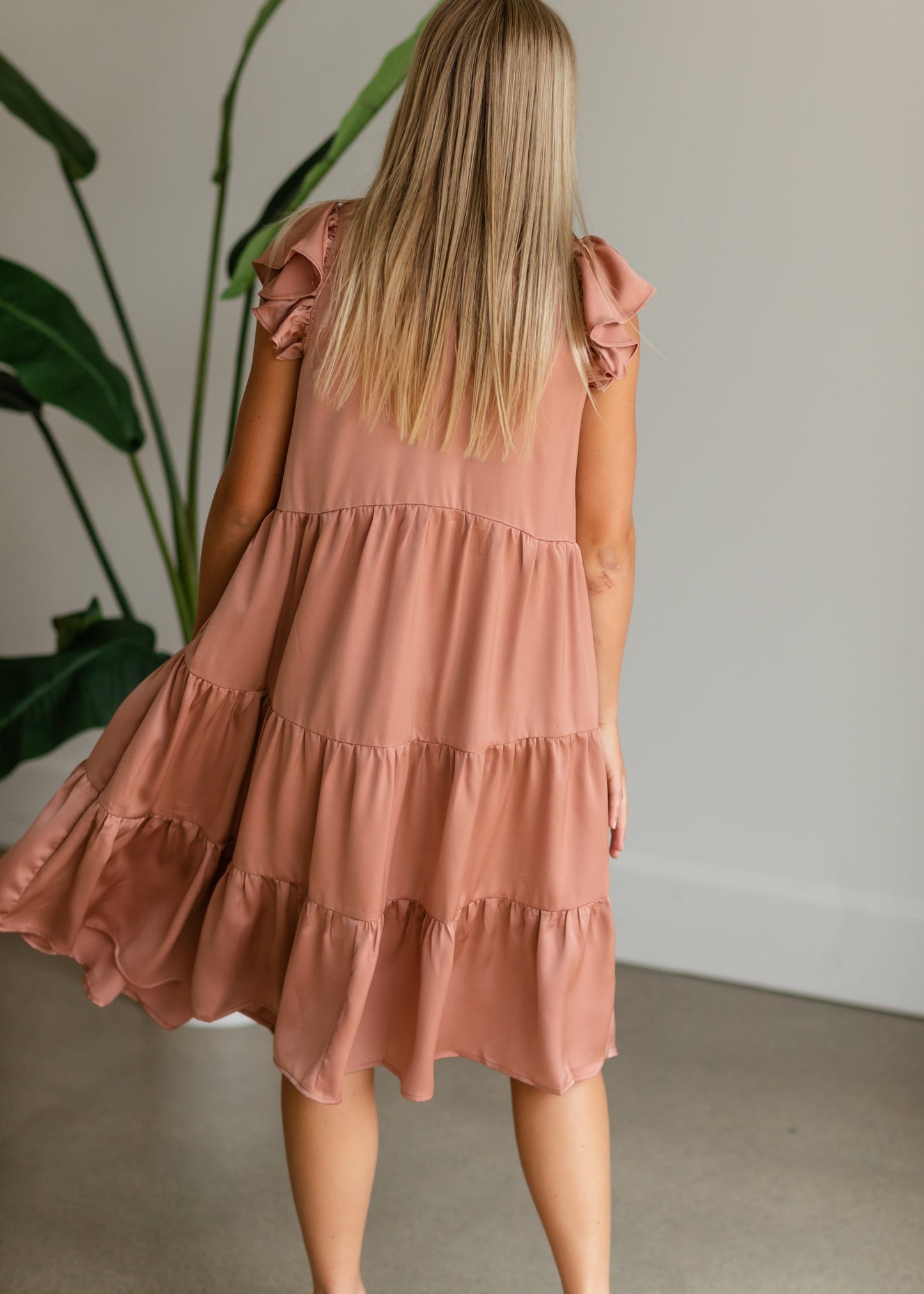 Mauve Satin Tiered Baby Doll Dress - FINAL SALE Dresses