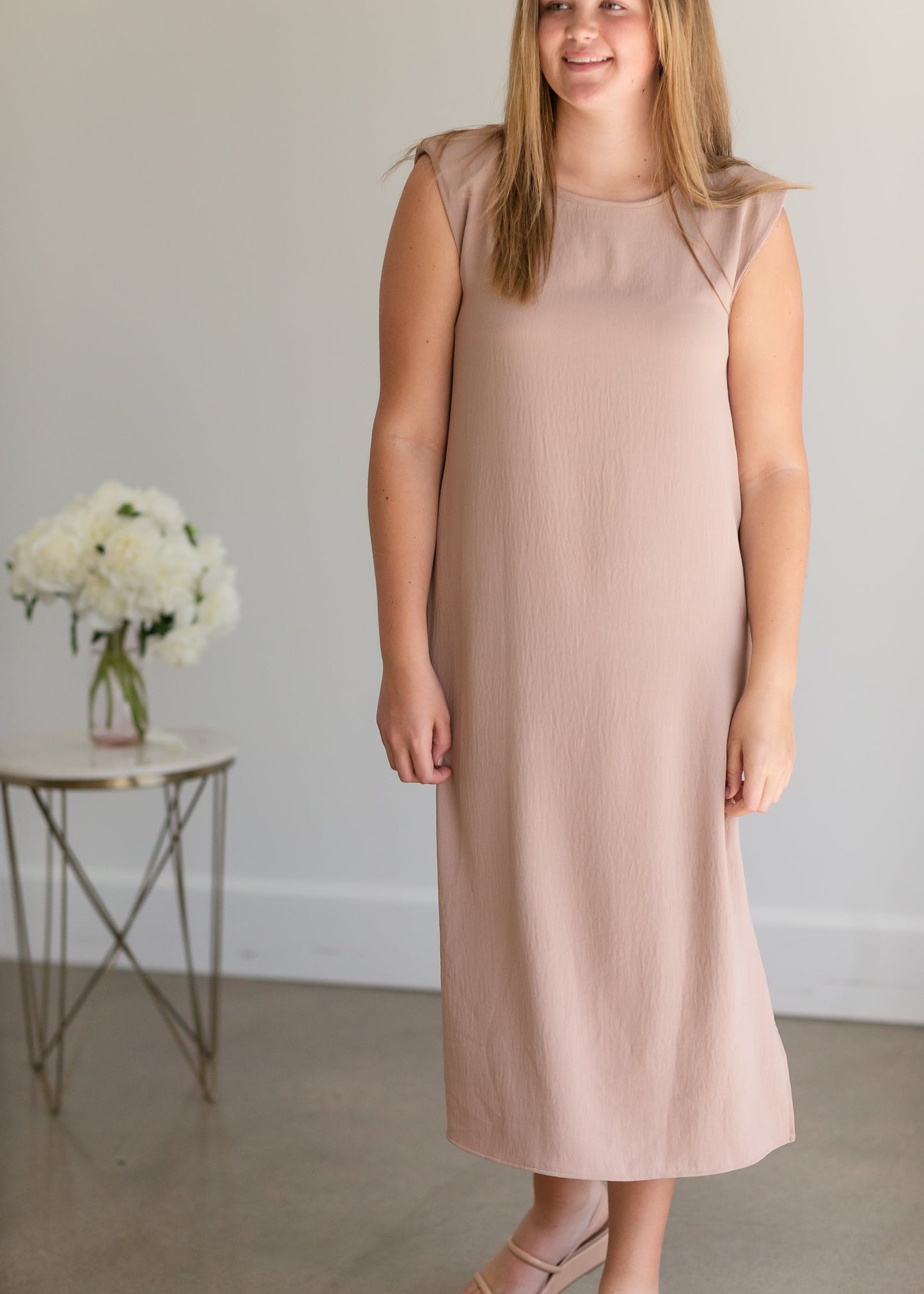 Mauve Shoulder Pad Sleeveless Maxi Dress - FINAL SALE Dresses