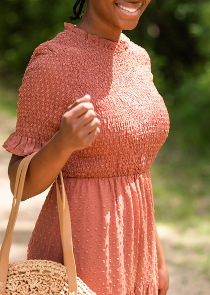 Mauve Swiss Dot Smocked Dress - FINAL SALE Dresses