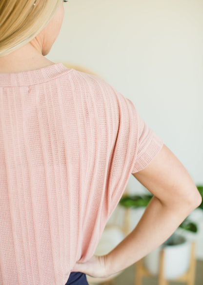 Mauve Textured Loose Knit Top - FINAL SALE Tops