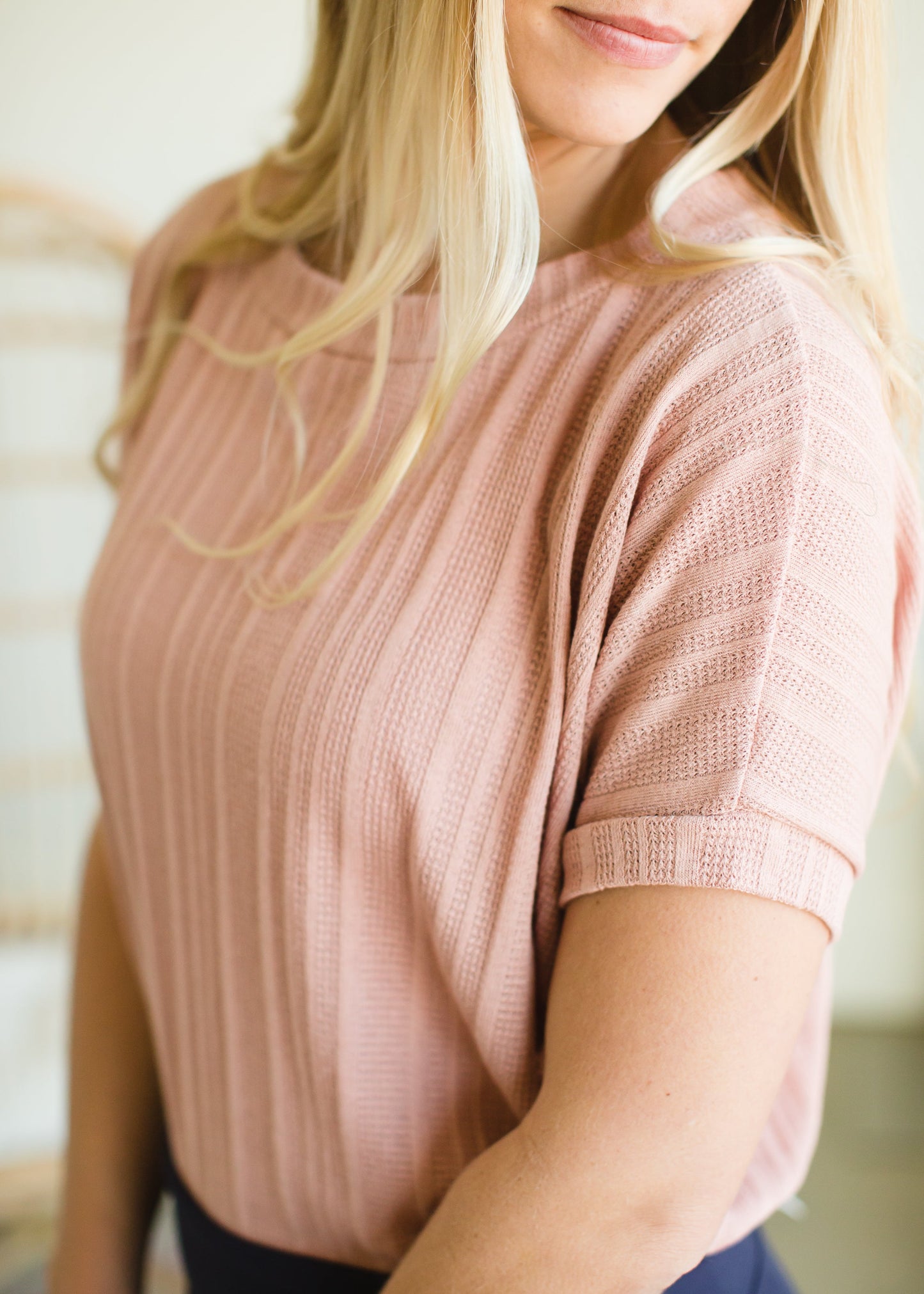 Mauve Textured Loose Knit Top - FINAL SALE Tops