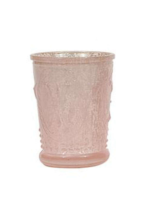 mercury glass tealight holder in neutral blush, tan and grey