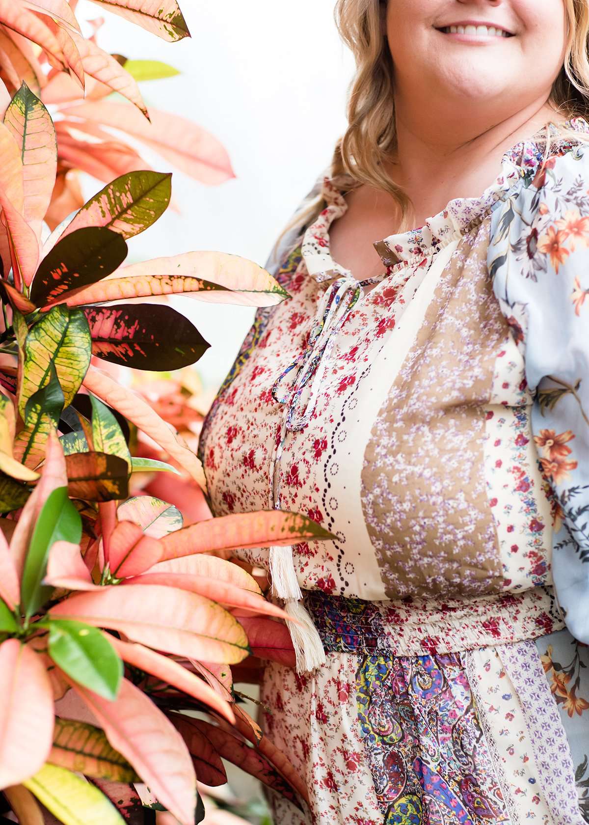 Mixed boho print flowy plus size dress