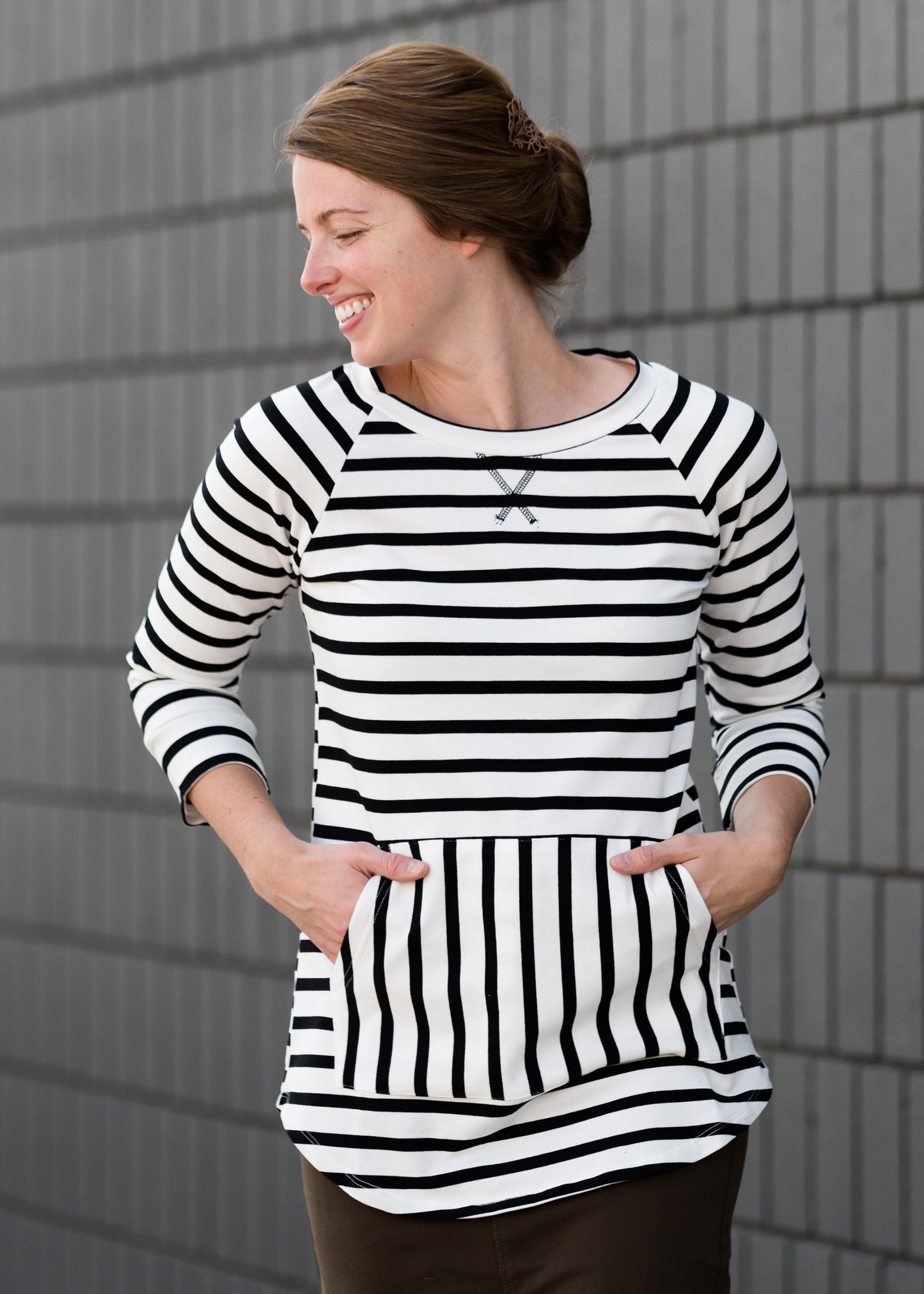 Multi Striped 3/4 Sleeve Top - FINAL SALE Tops