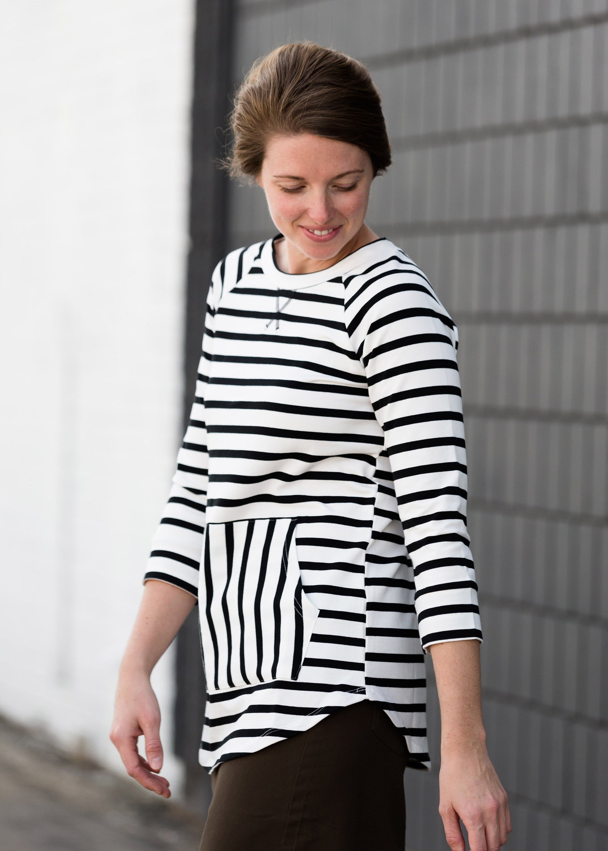 Multi Striped 3/4 Sleeve Top - FINAL SALE Tops