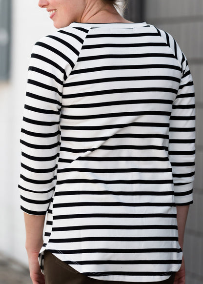 Multi Striped 3/4 Sleeve Top - FINAL SALE Tops