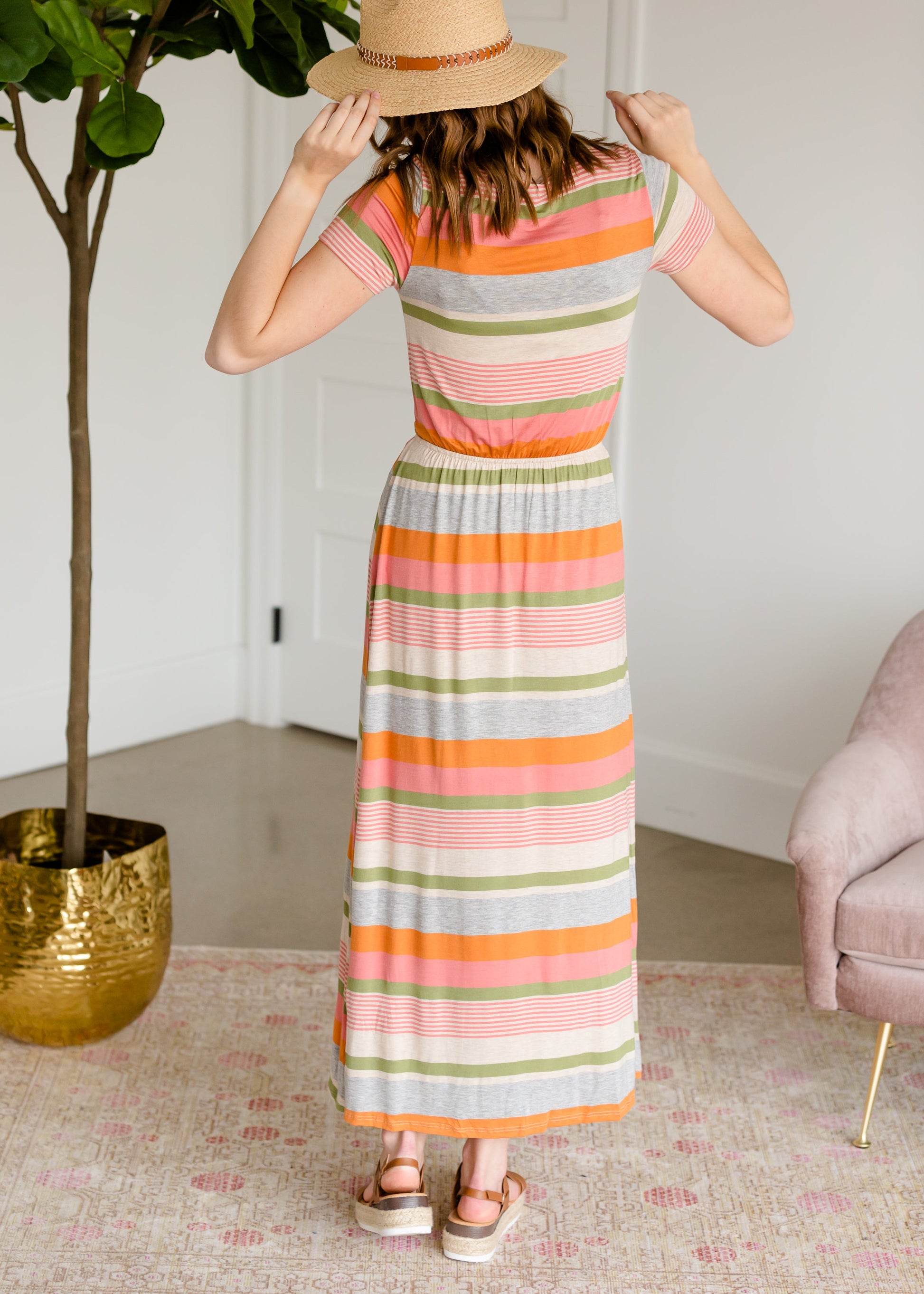 Multi Striped Tie Waist Maxi Dress - FINAL SALE Dresses