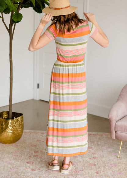 Multi Striped Tie Waist Maxi Dress - FINAL SALE Dresses