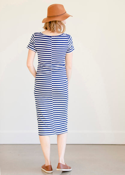 Multi Tie Navy Striped Midi Dress - FINAL SALE Dresses