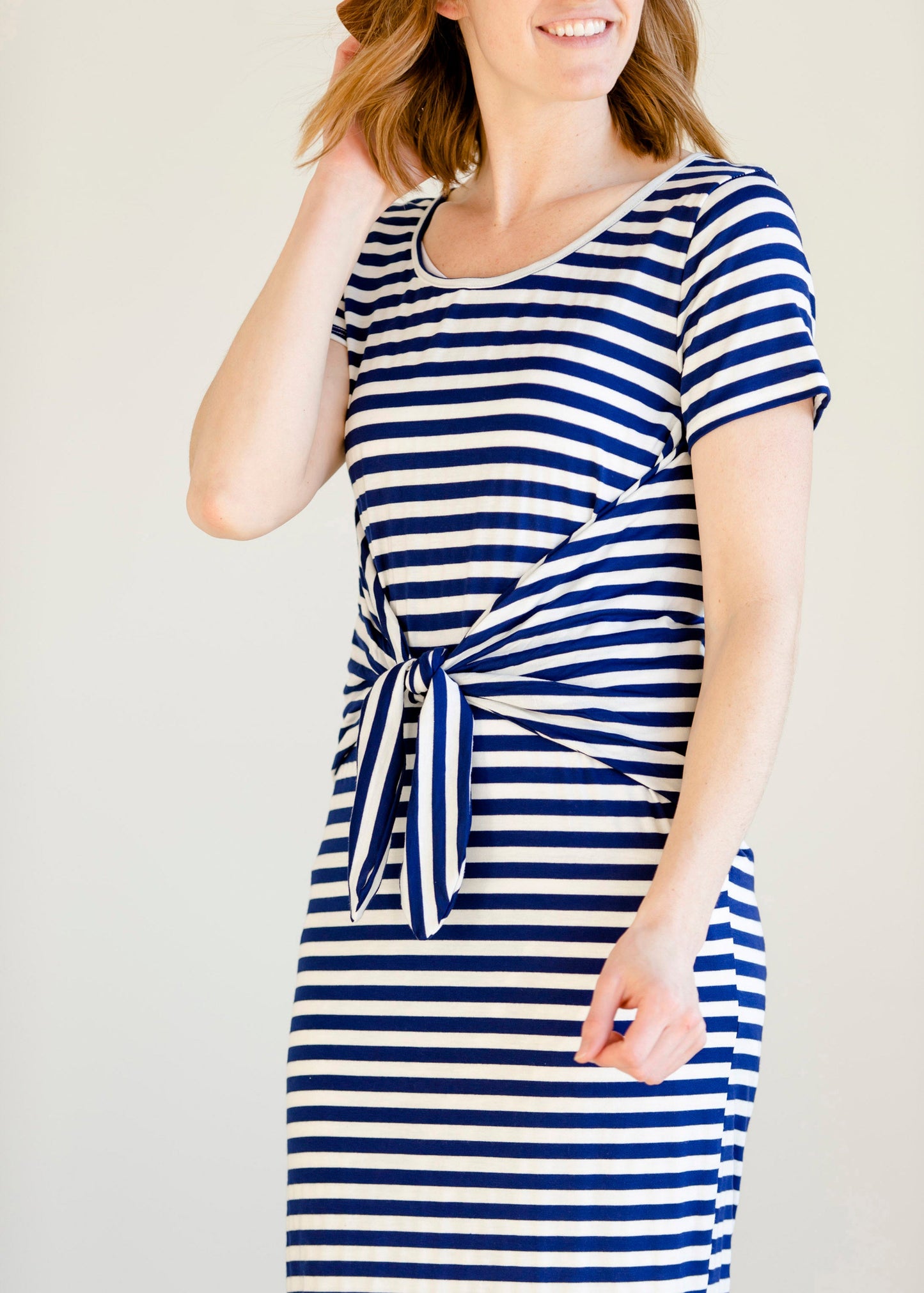 Multi Tie Navy Striped Midi Dress - FINAL SALE Dresses