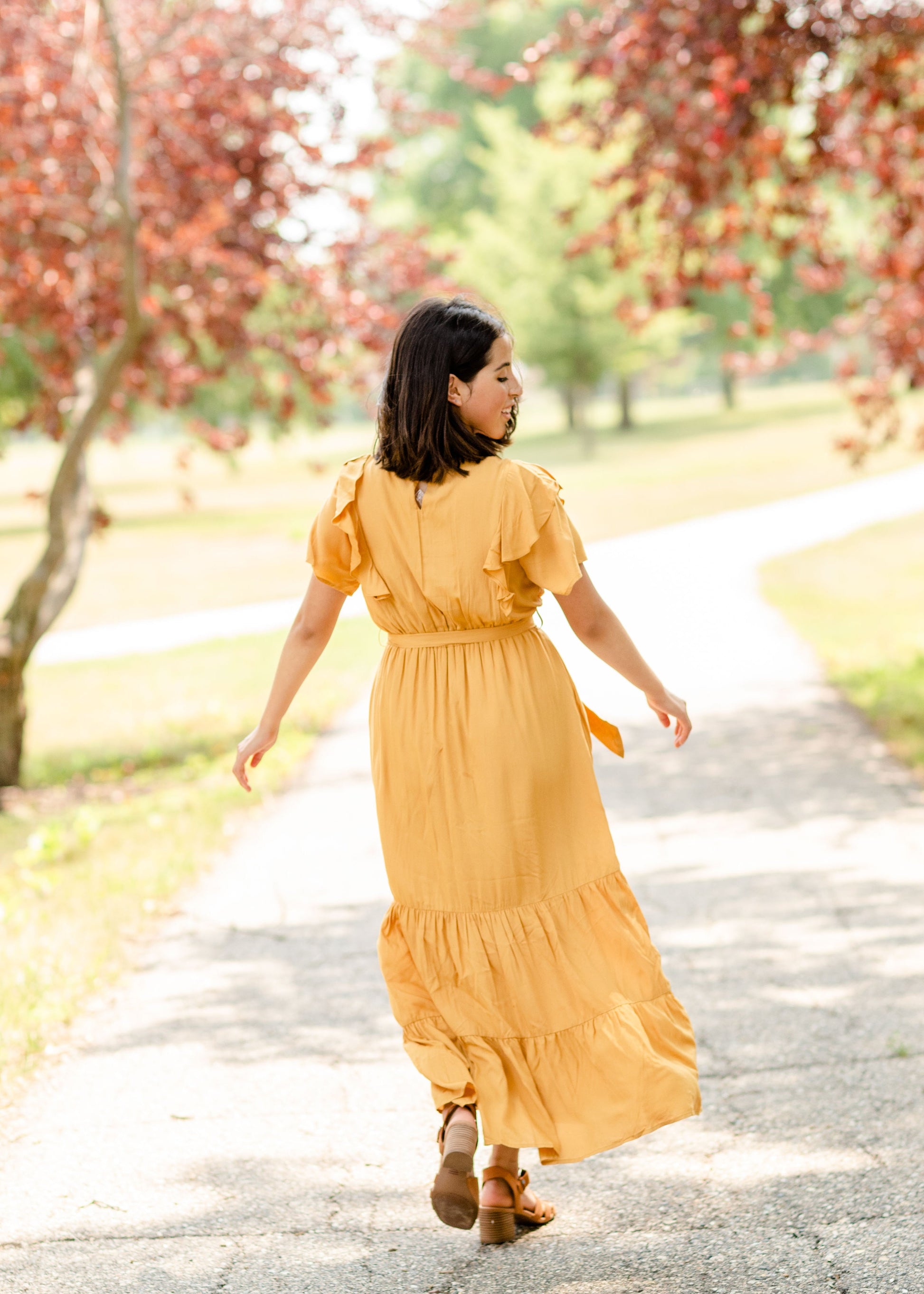 Mustard Flutter Sleeve Floral Maxi Dress - FINAL SALE Dresses