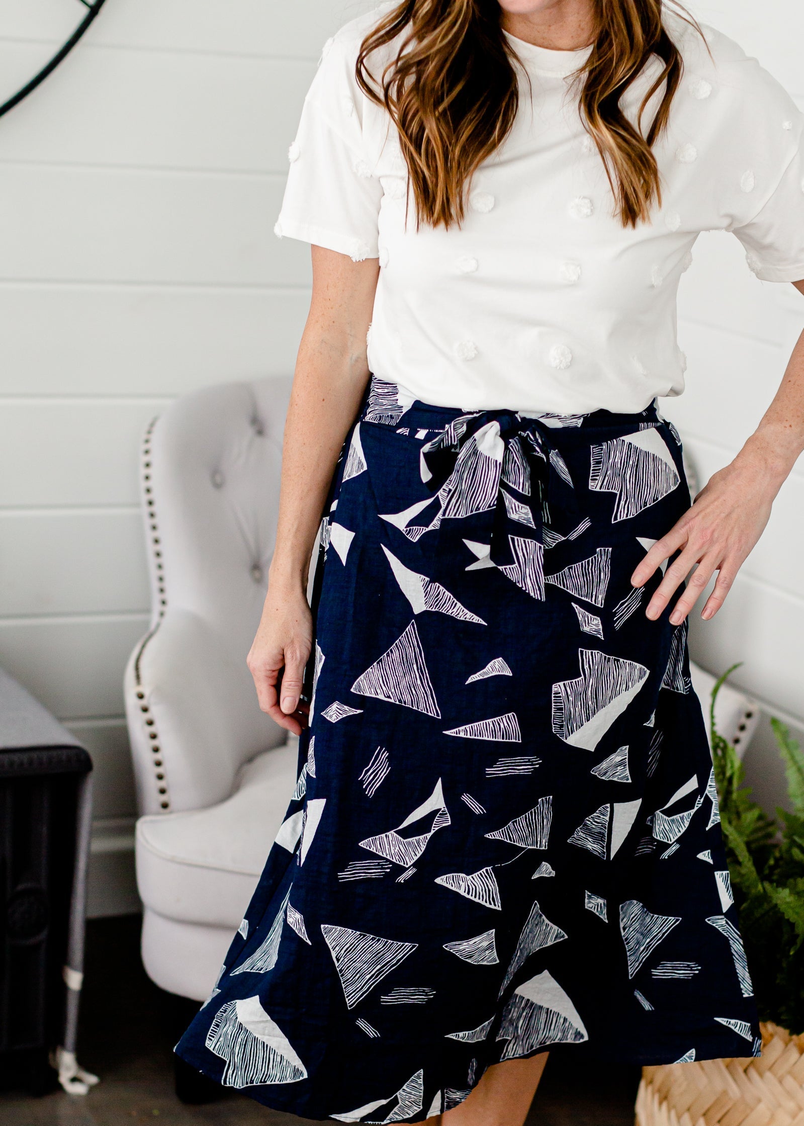 Navy Abstract A-Line Midi Skirt - FINAL SALE Skirts