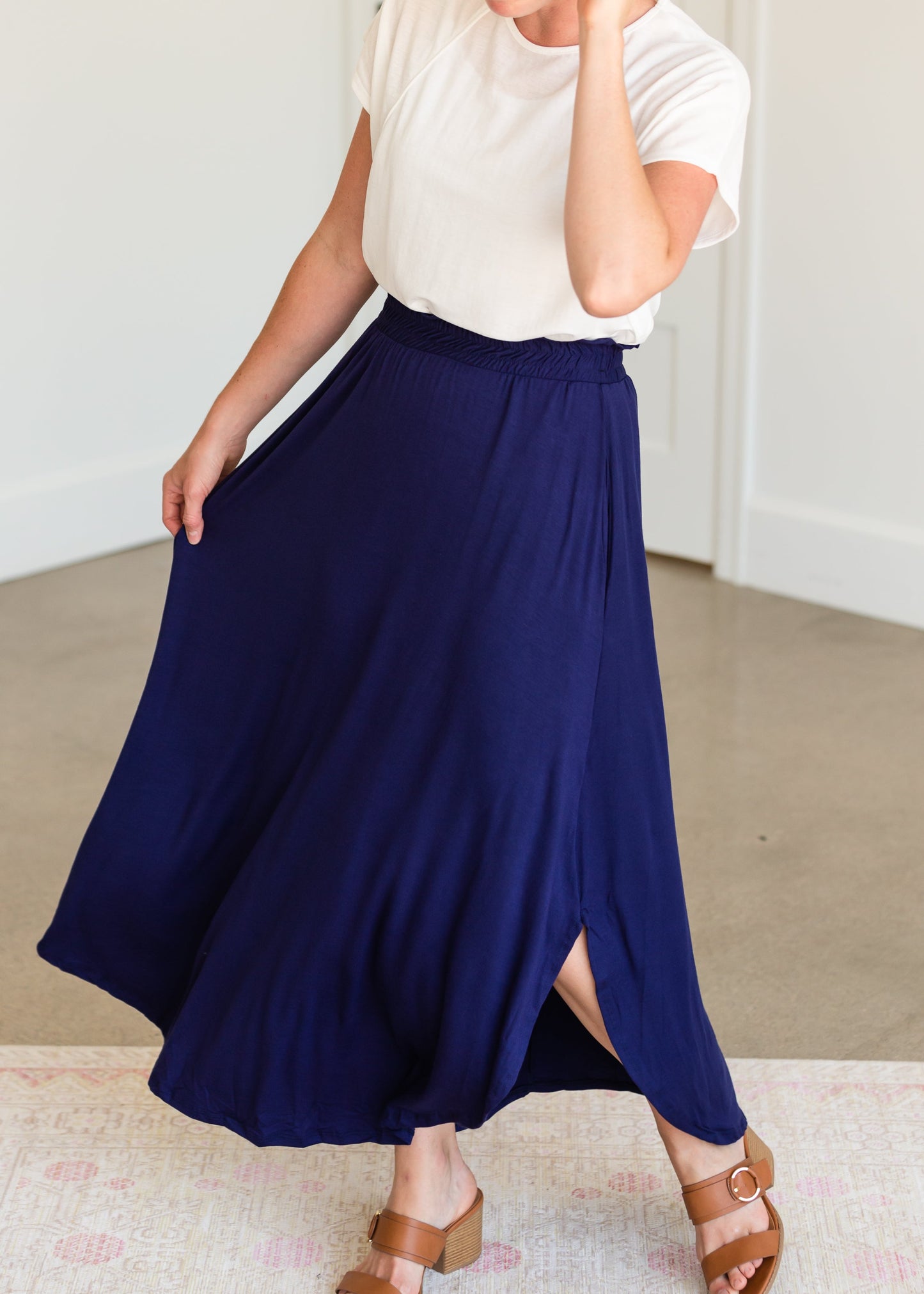 Navy Blue Jersey Maxi Skirt - FINAL SALE Skirts