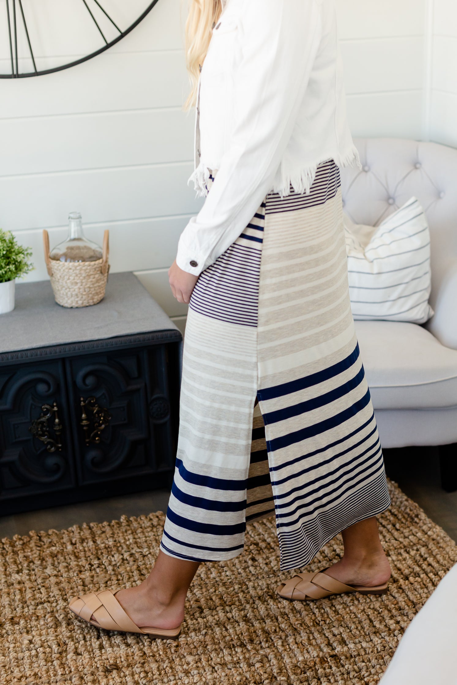 Navy Multi Stripe Maxi Dress Dresses