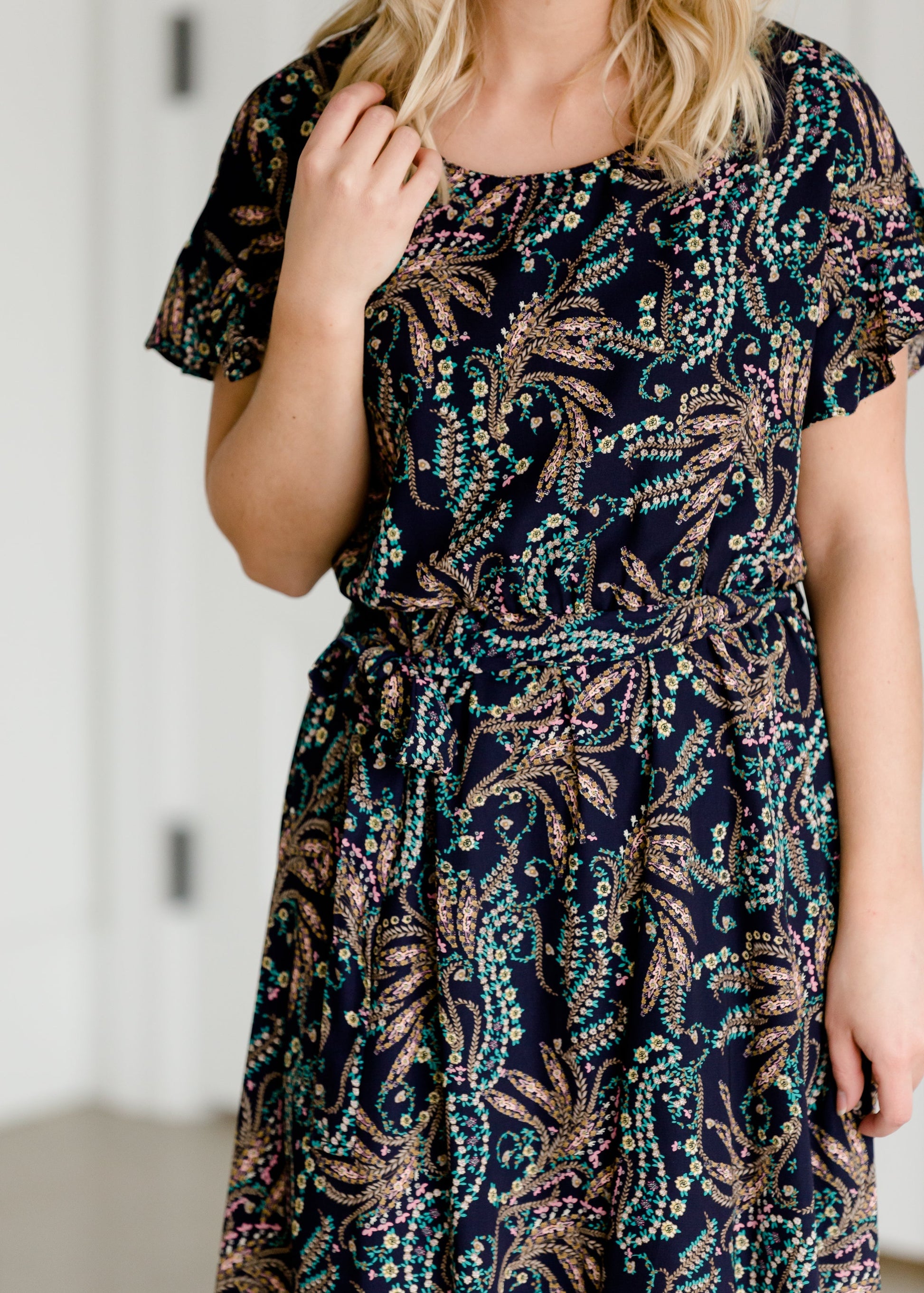 Navy Paisley Print Midi Dress - FINAL SALE Dresses