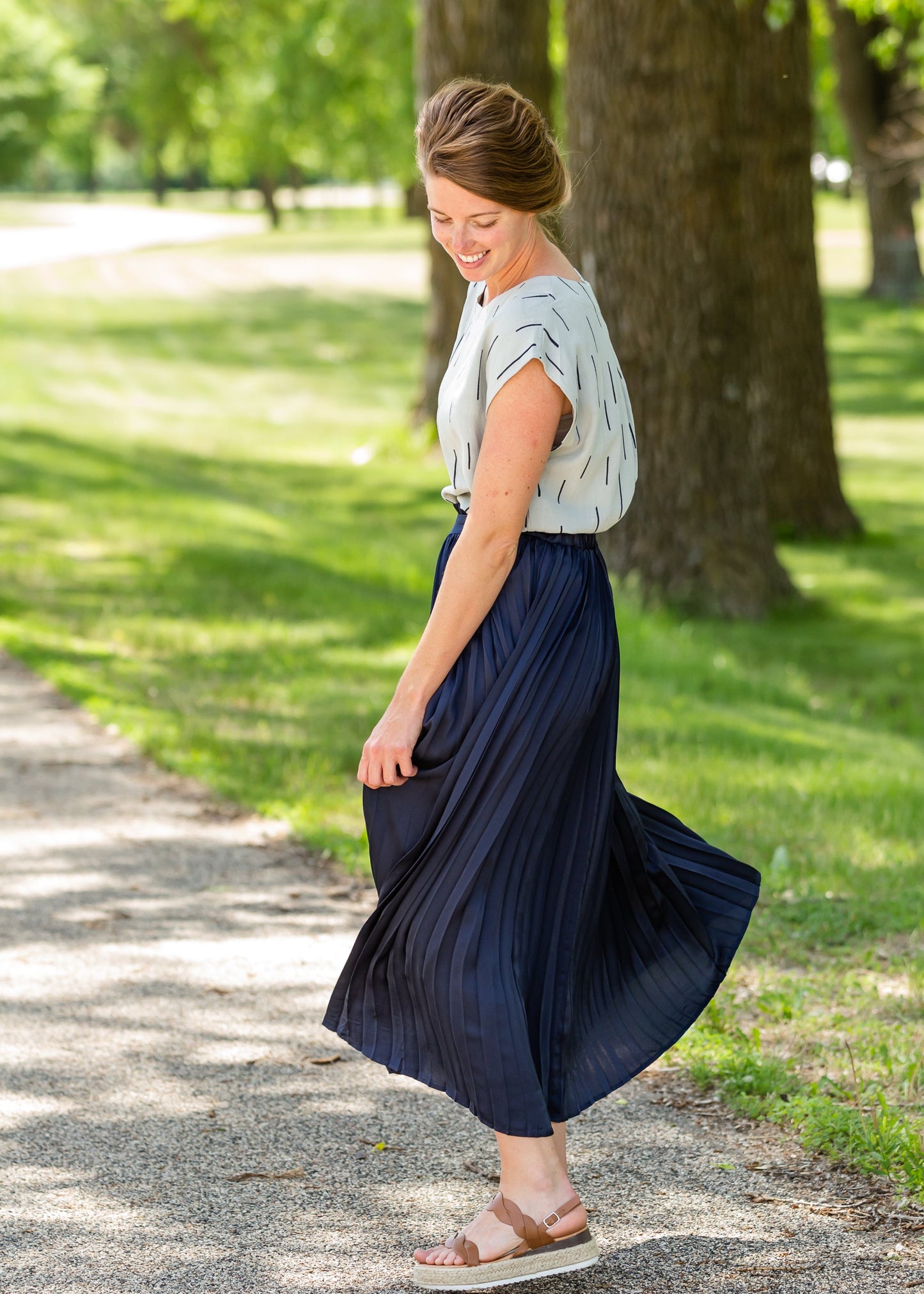 Navy Pleated High Waist Skirt - FINAL SALE Skirts