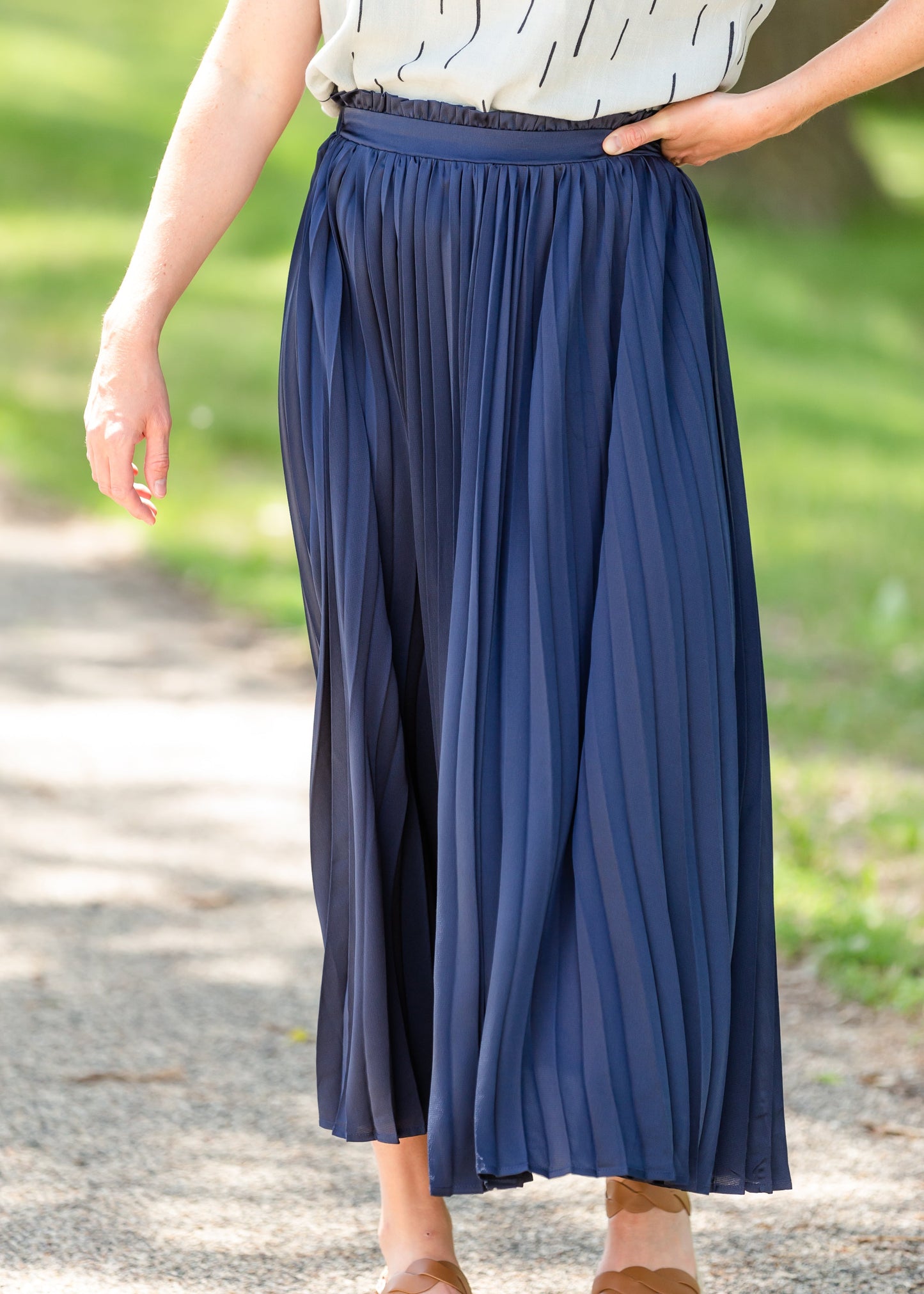 Navy Pleated High Waist Skirt - FINAL SALE Skirts