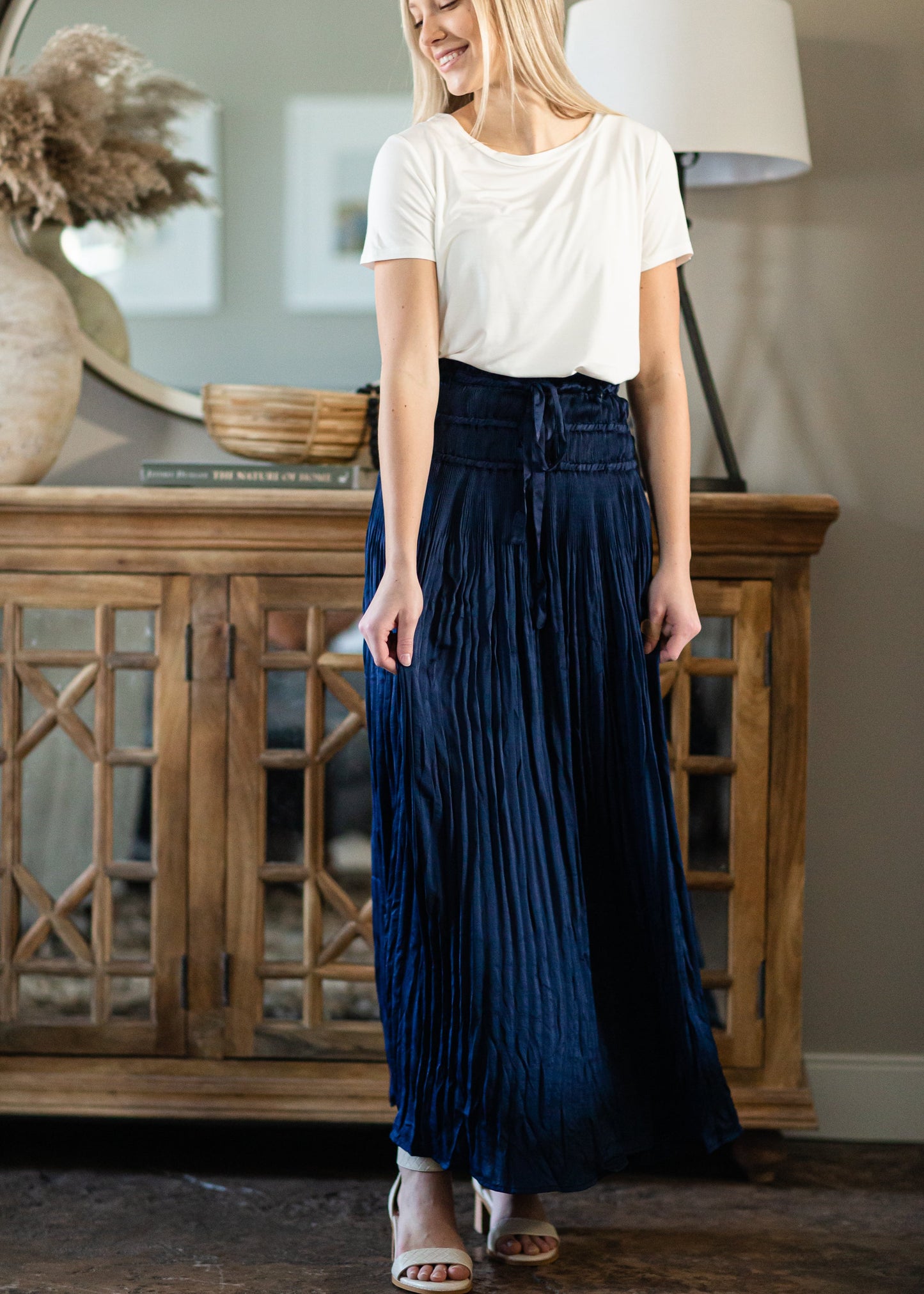 Navy Pleated Maxi Skirt - FINAL SALE Skirts