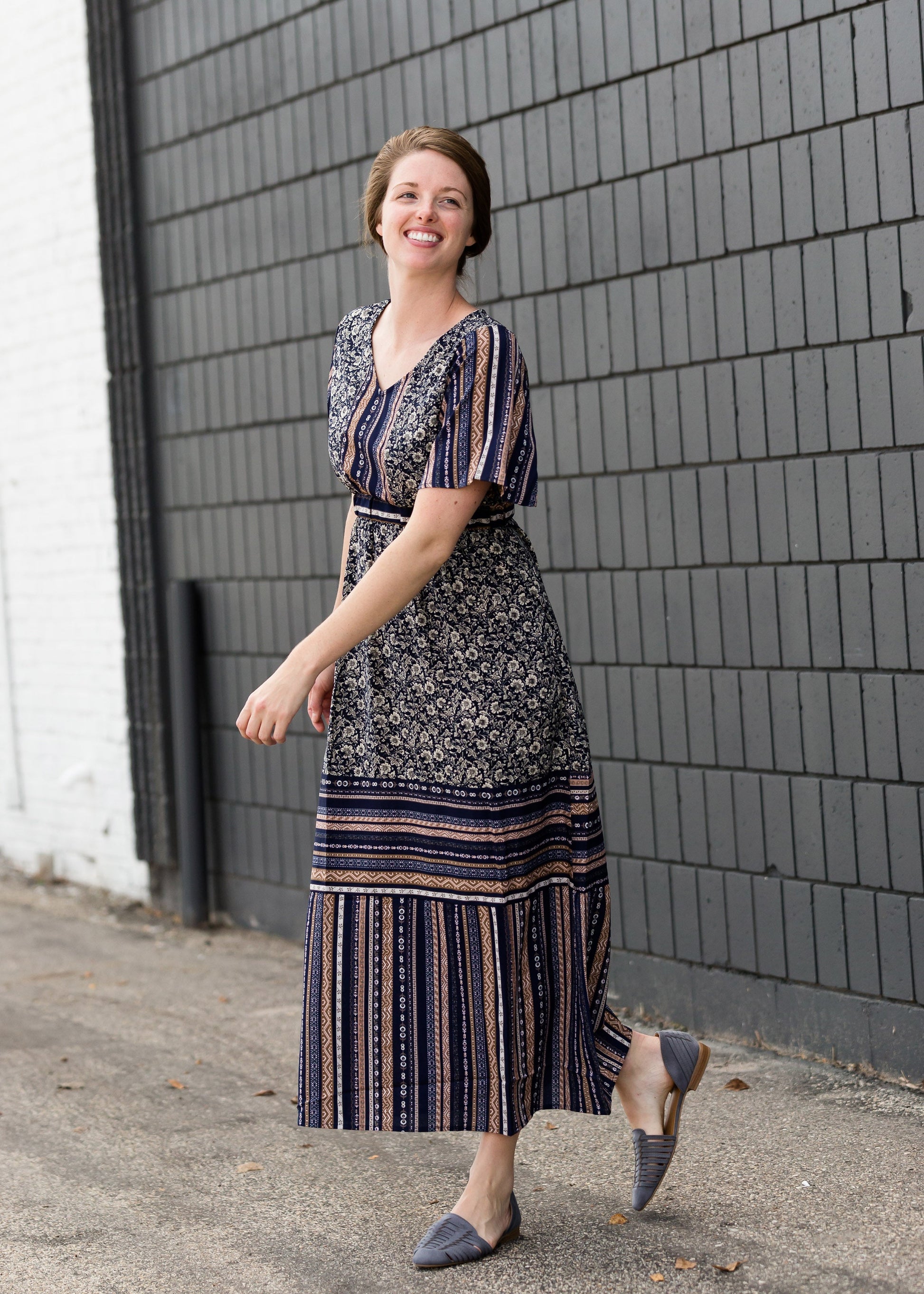 Navy Printed Maxi Dress - FINAL SALE Dresses