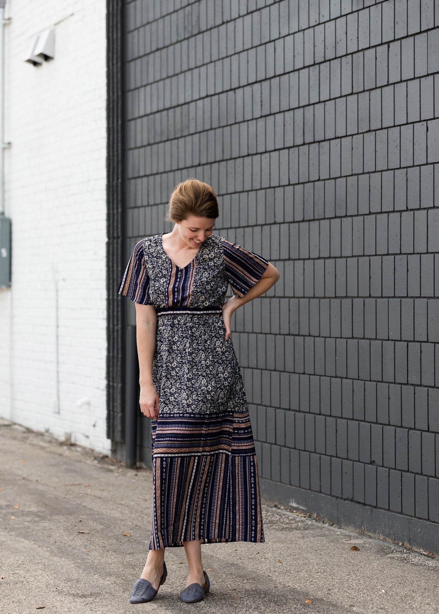 Navy Printed Maxi Dress - FINAL SALE Dresses