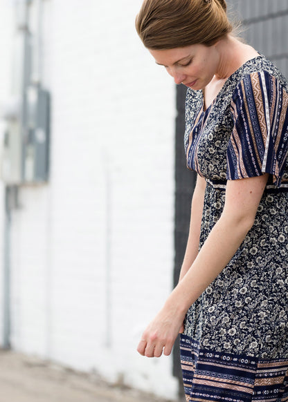 Navy Printed Maxi Dress - FINAL SALE Dresses