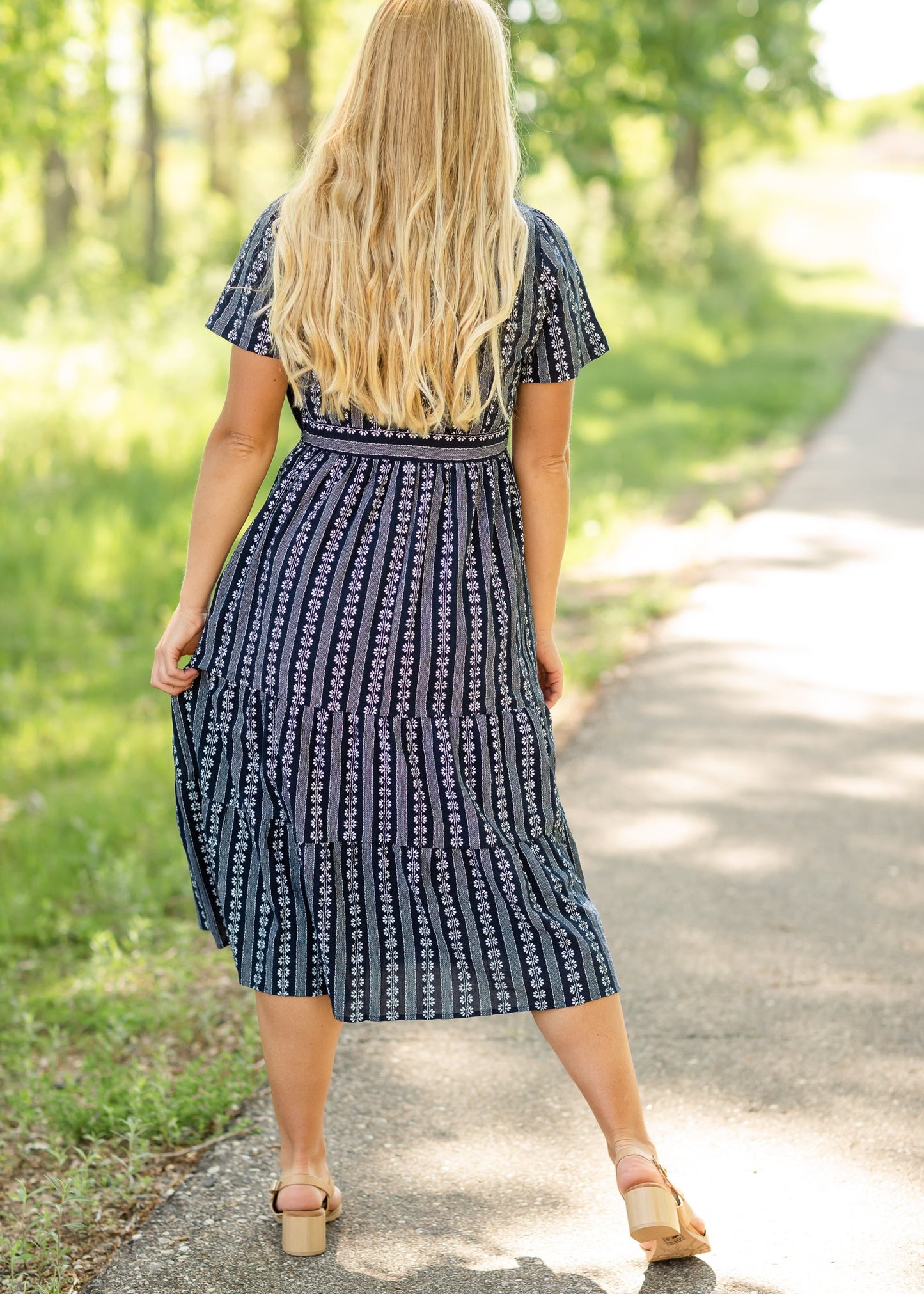 Navy Short Sleeve Floral Maxi Dress - FINAL SALE Dresses