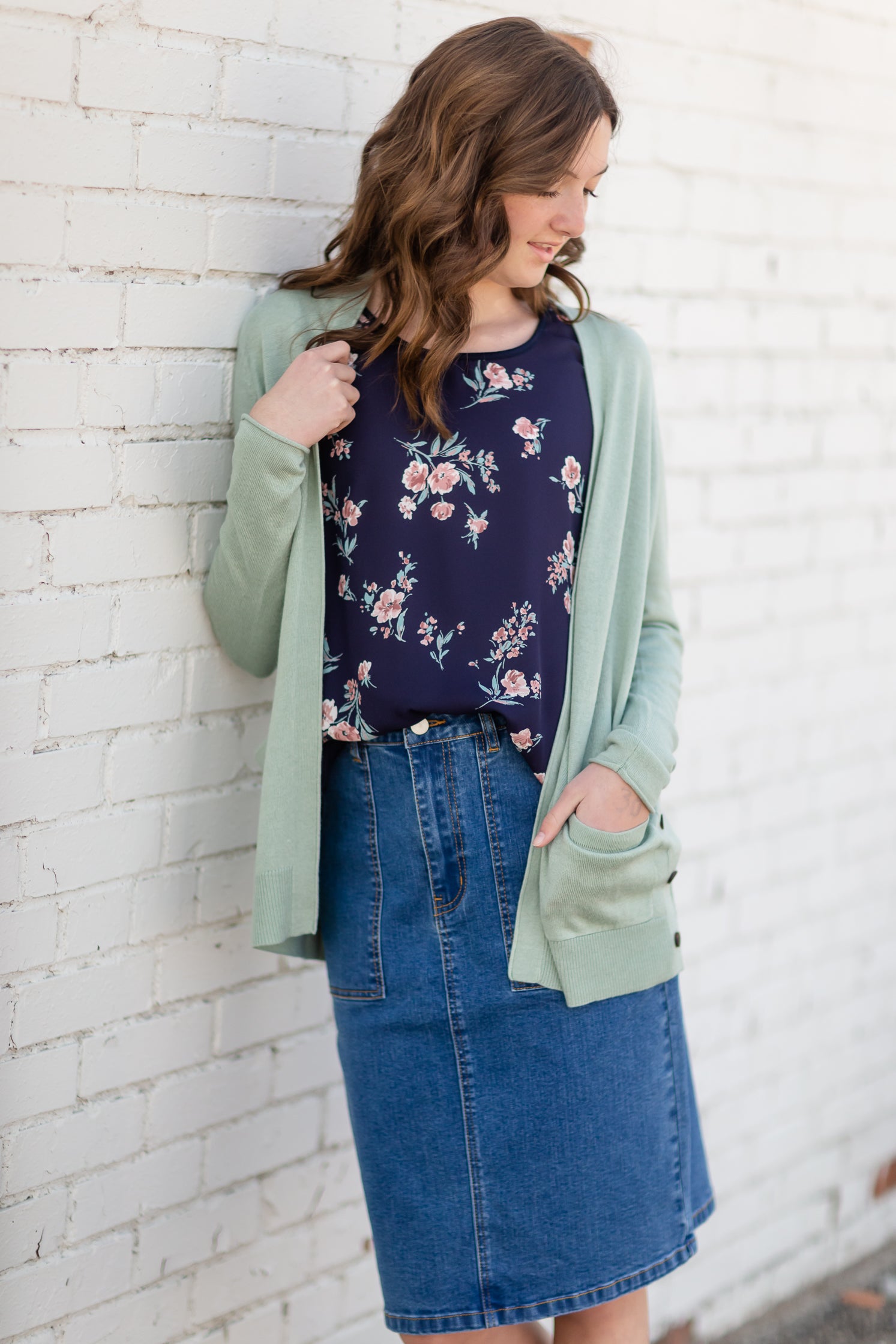 Navy Sleeveless Floral Tank Top Tops