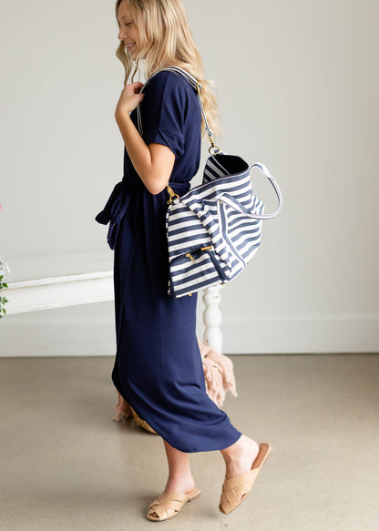 Navy + White Striped Weekender Duffle Bag - FINAL SALE Accessories