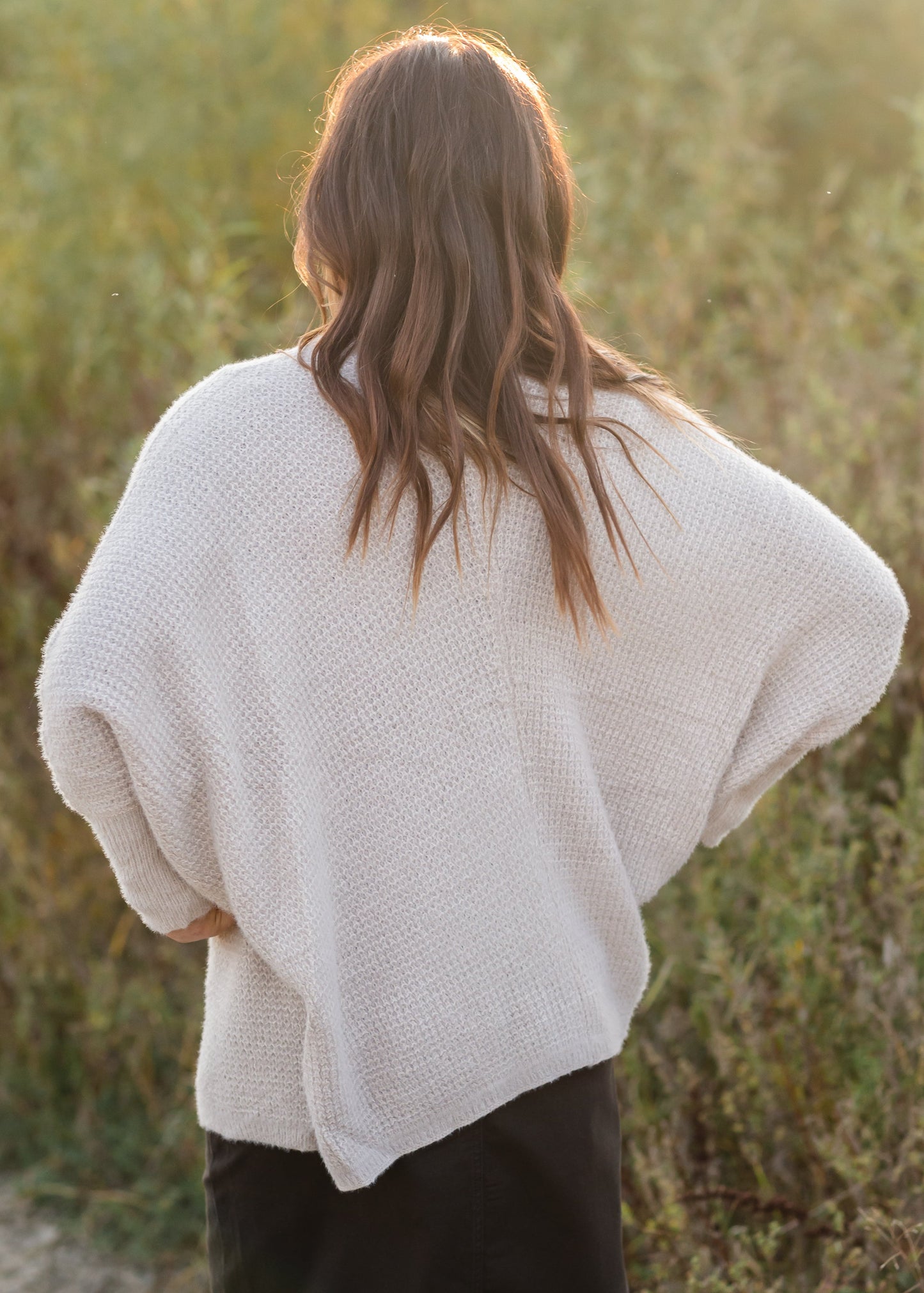 Oatmeal Open Front Dolman Sleeve Waffle Cardigan - FINAL SALE Tops