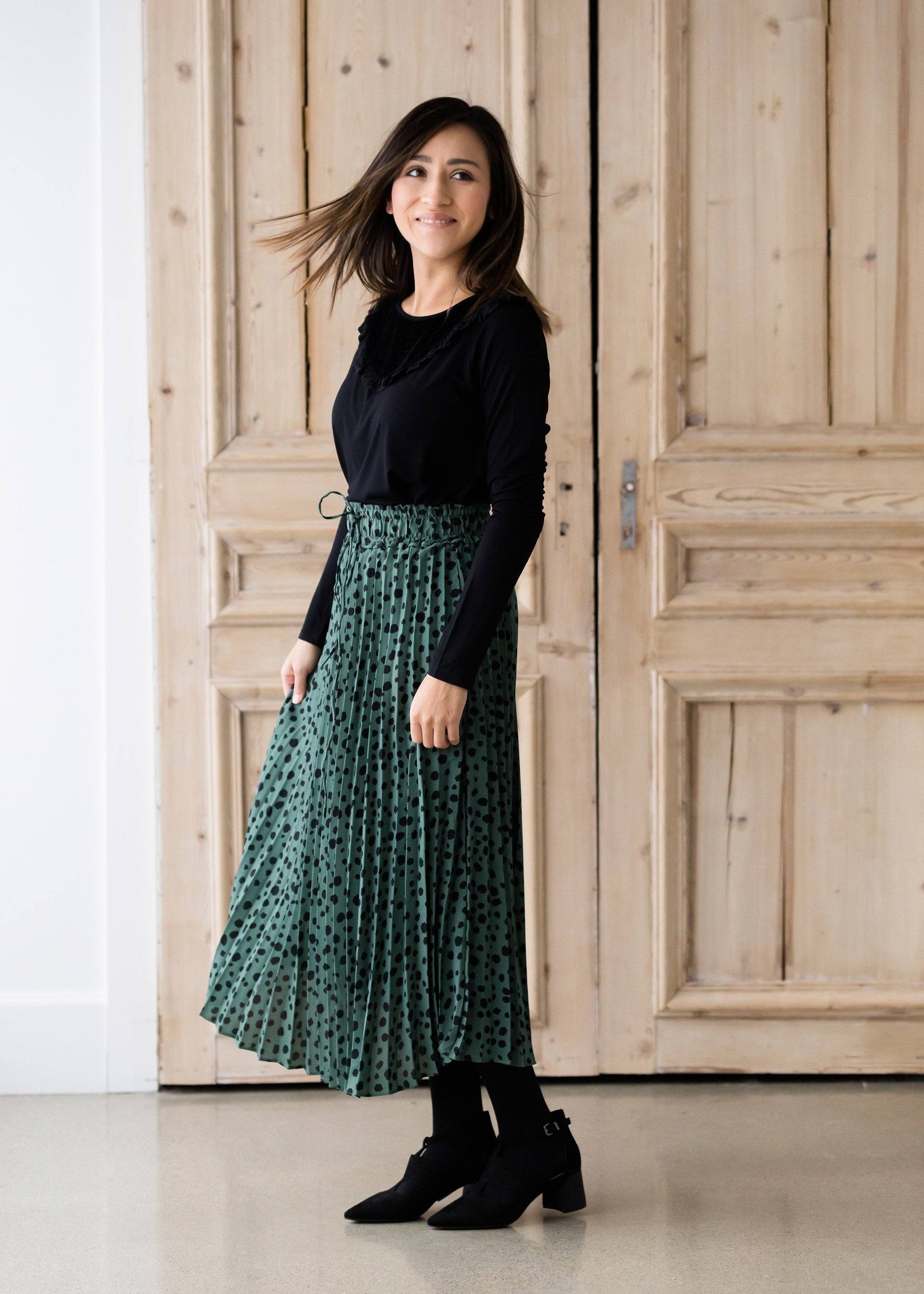 Olive Green Leopard Print Midi Skirt - FINAL SALE Skirts