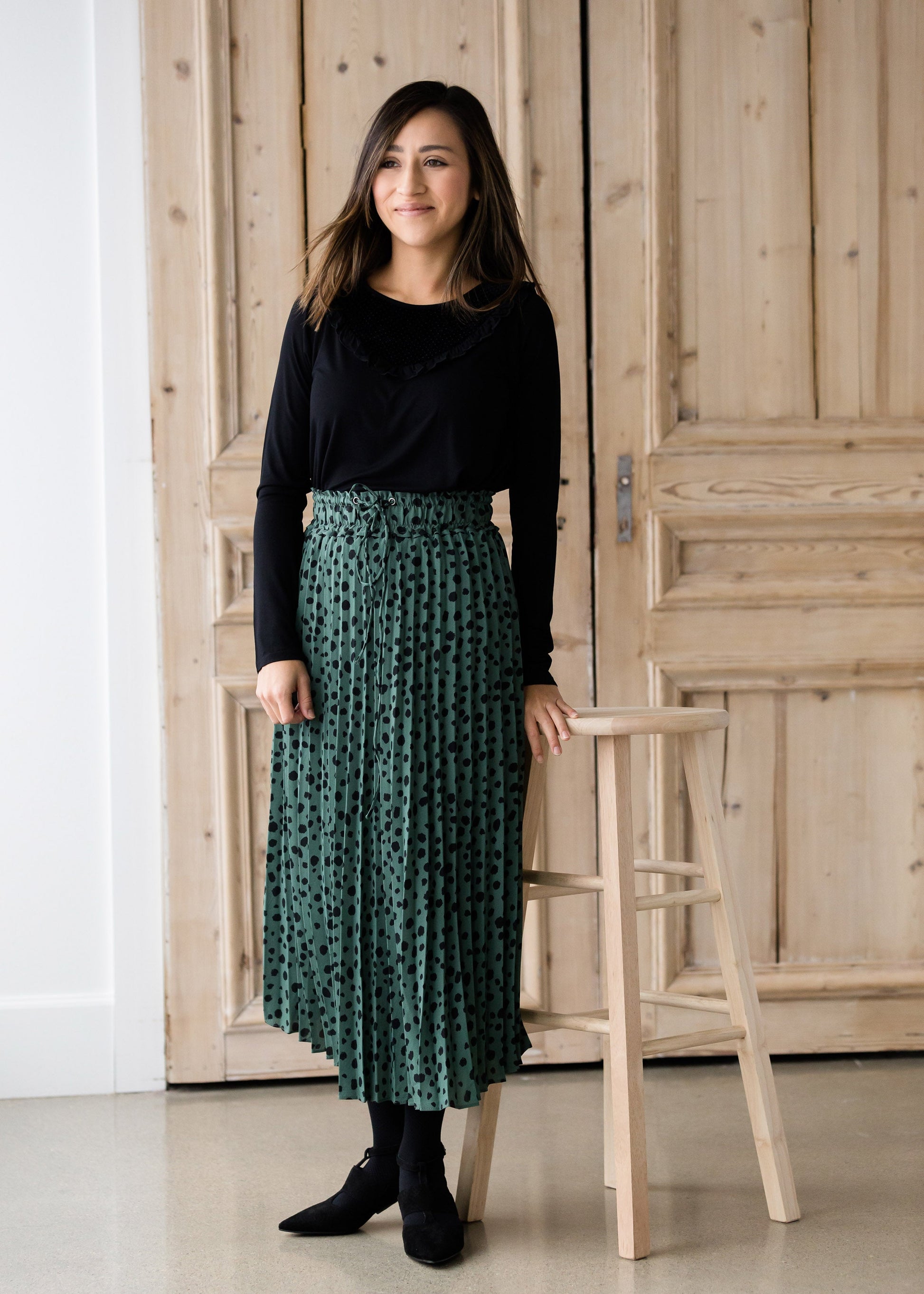 Olive Green Leopard Print Midi Skirt - FINAL SALE Skirts