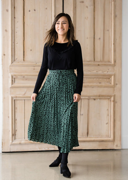 Olive Green Leopard Print Midi Skirt - FINAL SALE Skirts