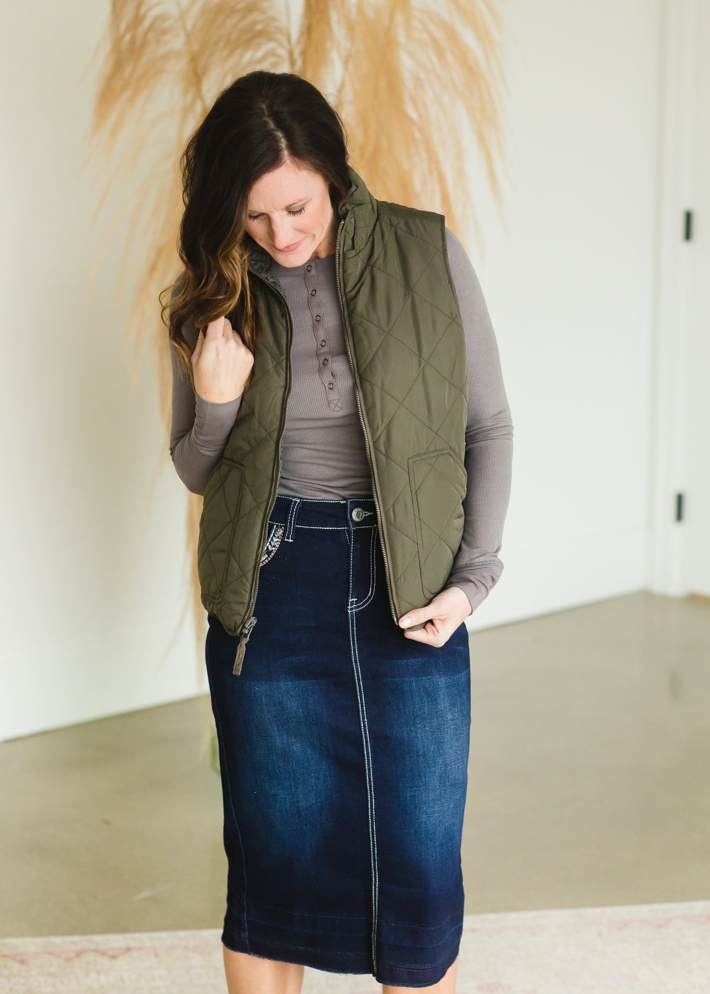 Olive Reversible Fenton Vest - FINAL SALE Tops