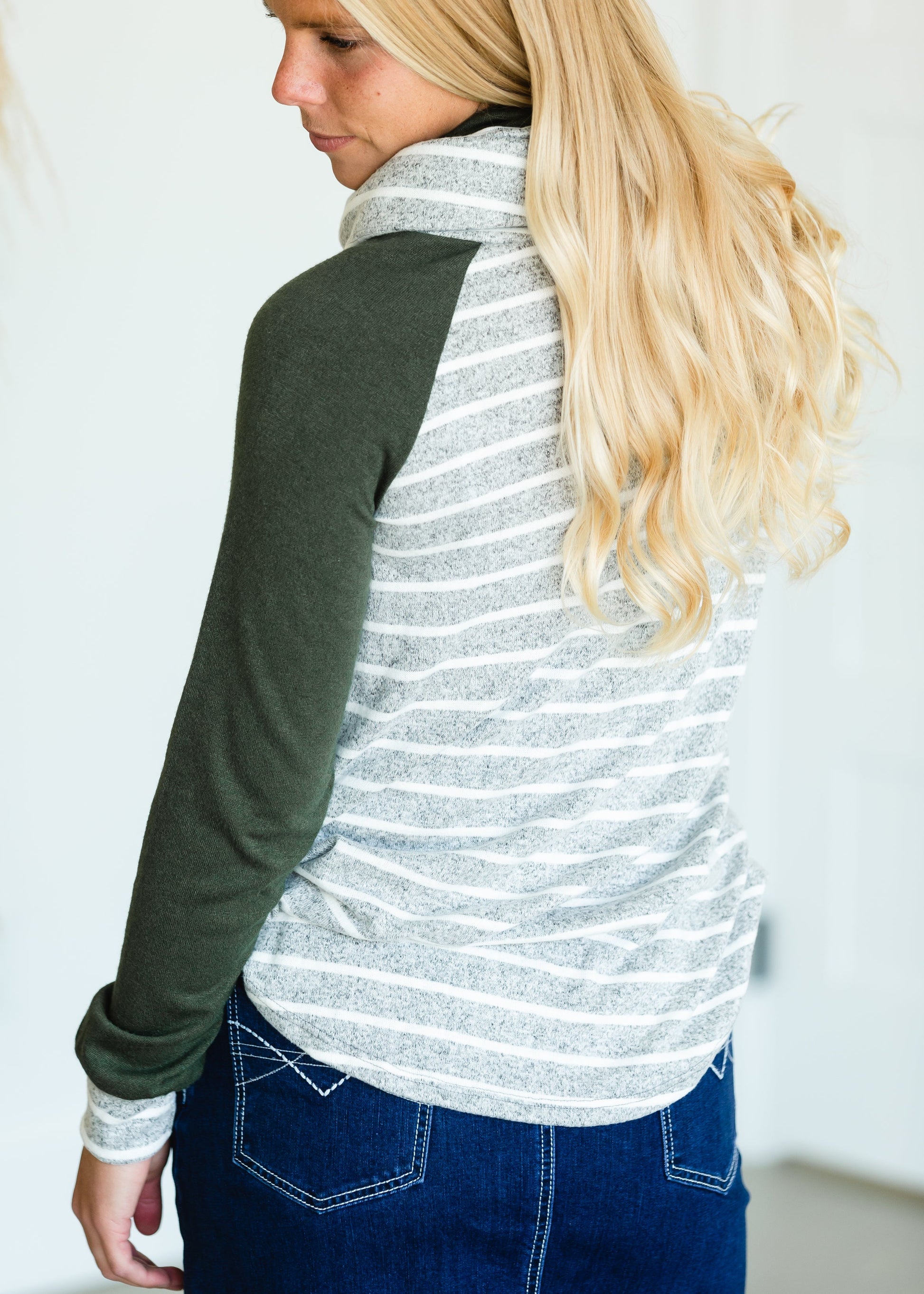 Olive  Striped  Raglan Top - FINAL SALE Shirt