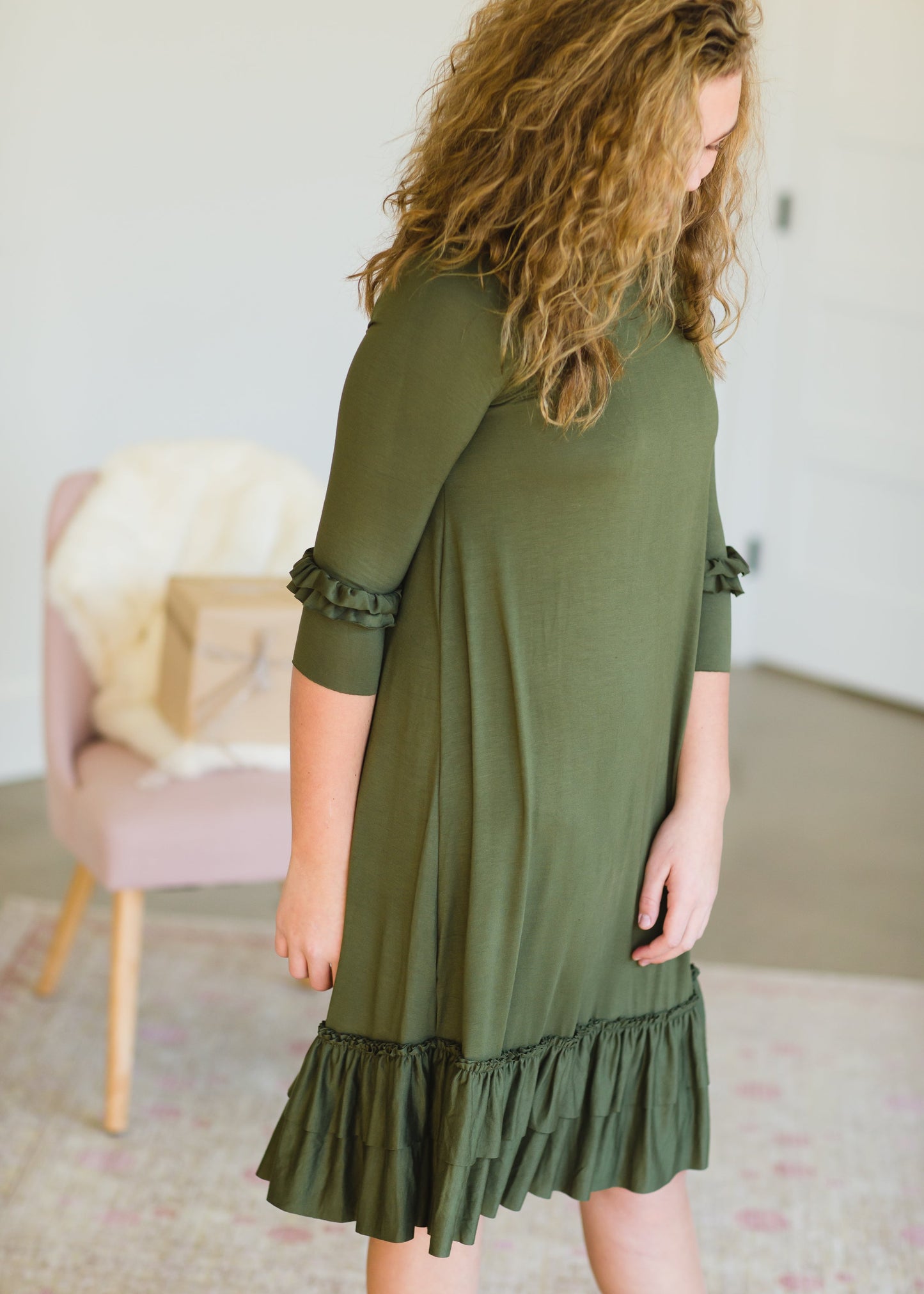 Olive Tiered Ruffle Midi Dress - FINAL SALE Dresses