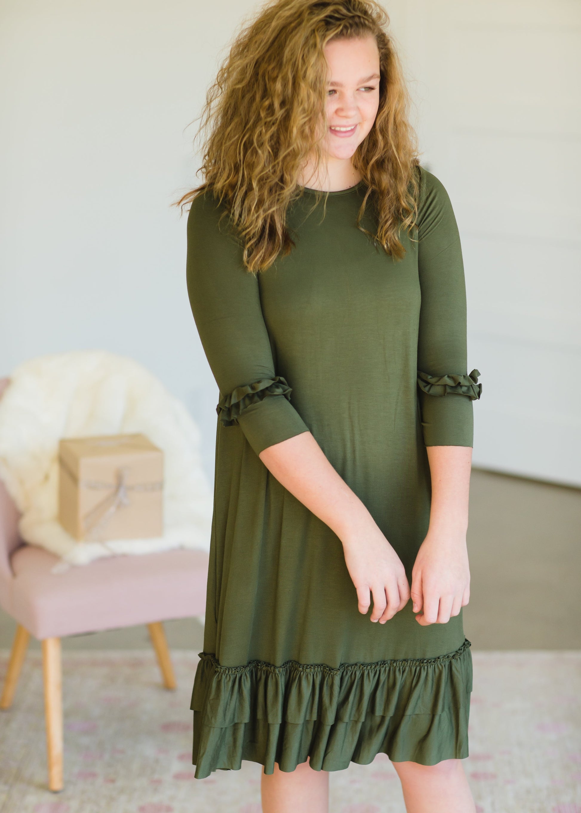 Olive Tiered Ruffle Midi Dress - FINAL SALE Dresses