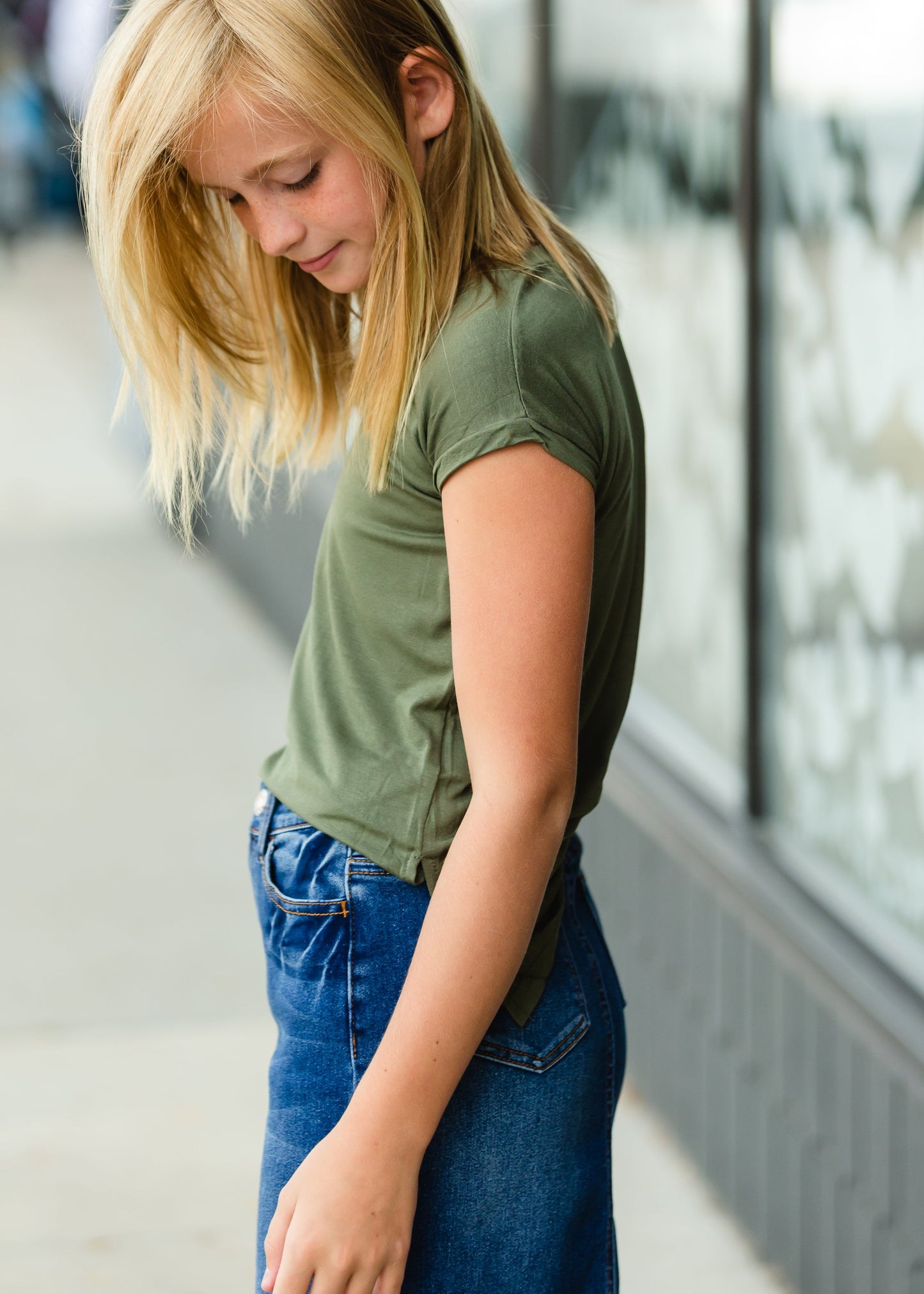 Olive V-Neck Basic Tee - FINAL SALE Tops