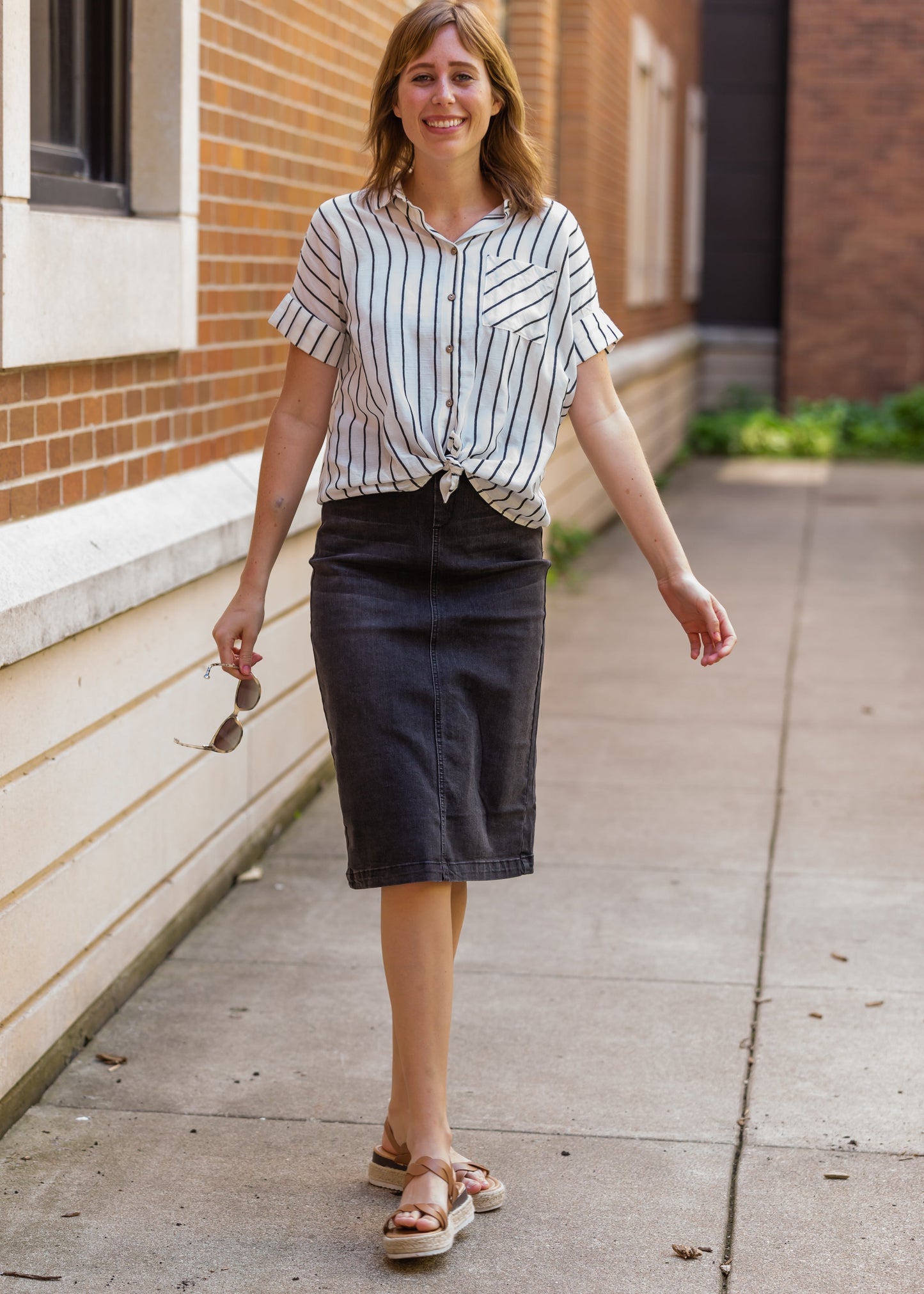 Oversized Button Up Striped Blouse - FINAL SALE Tops