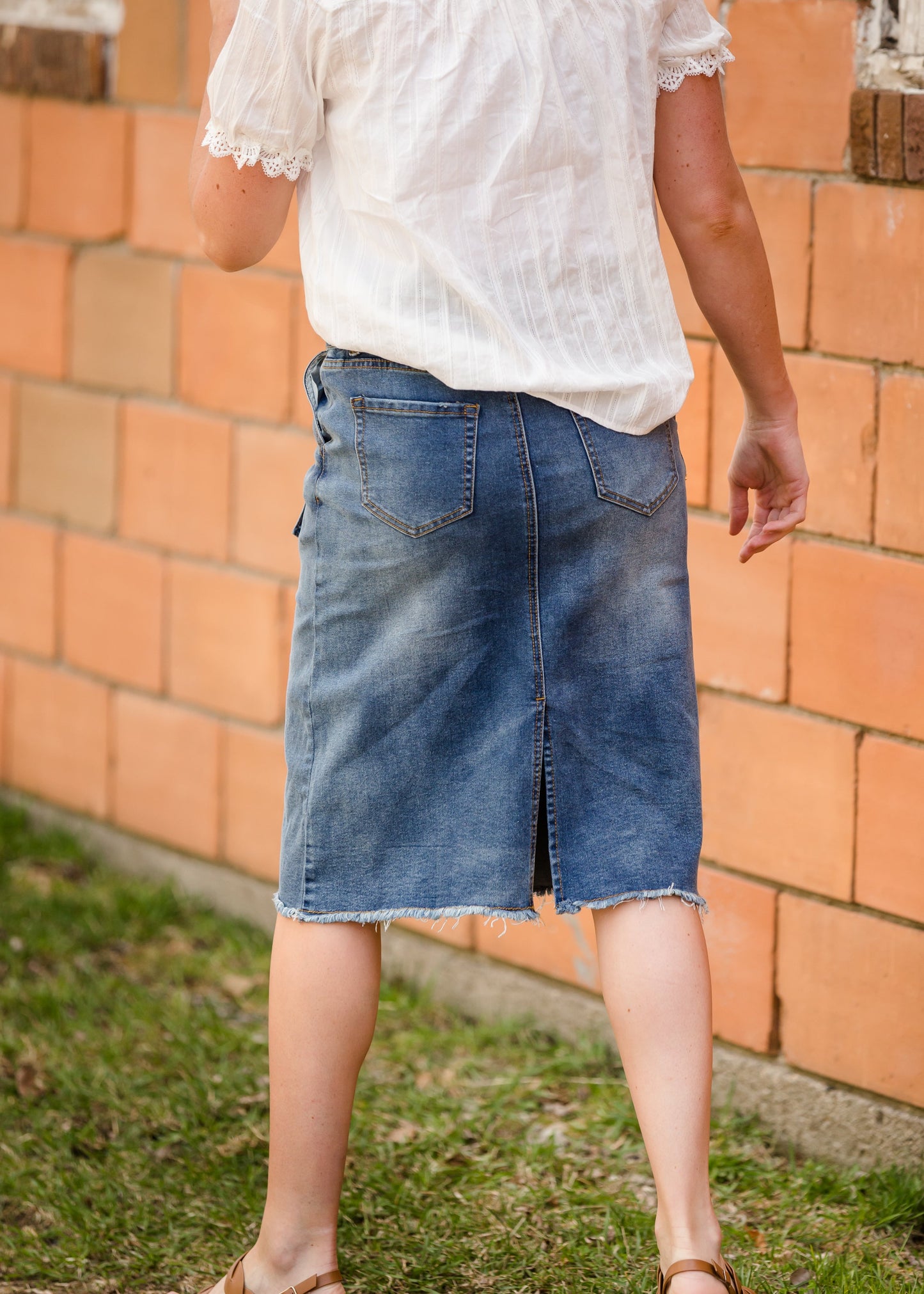 Paperbag Denim Tie Midi Skirt Skirts